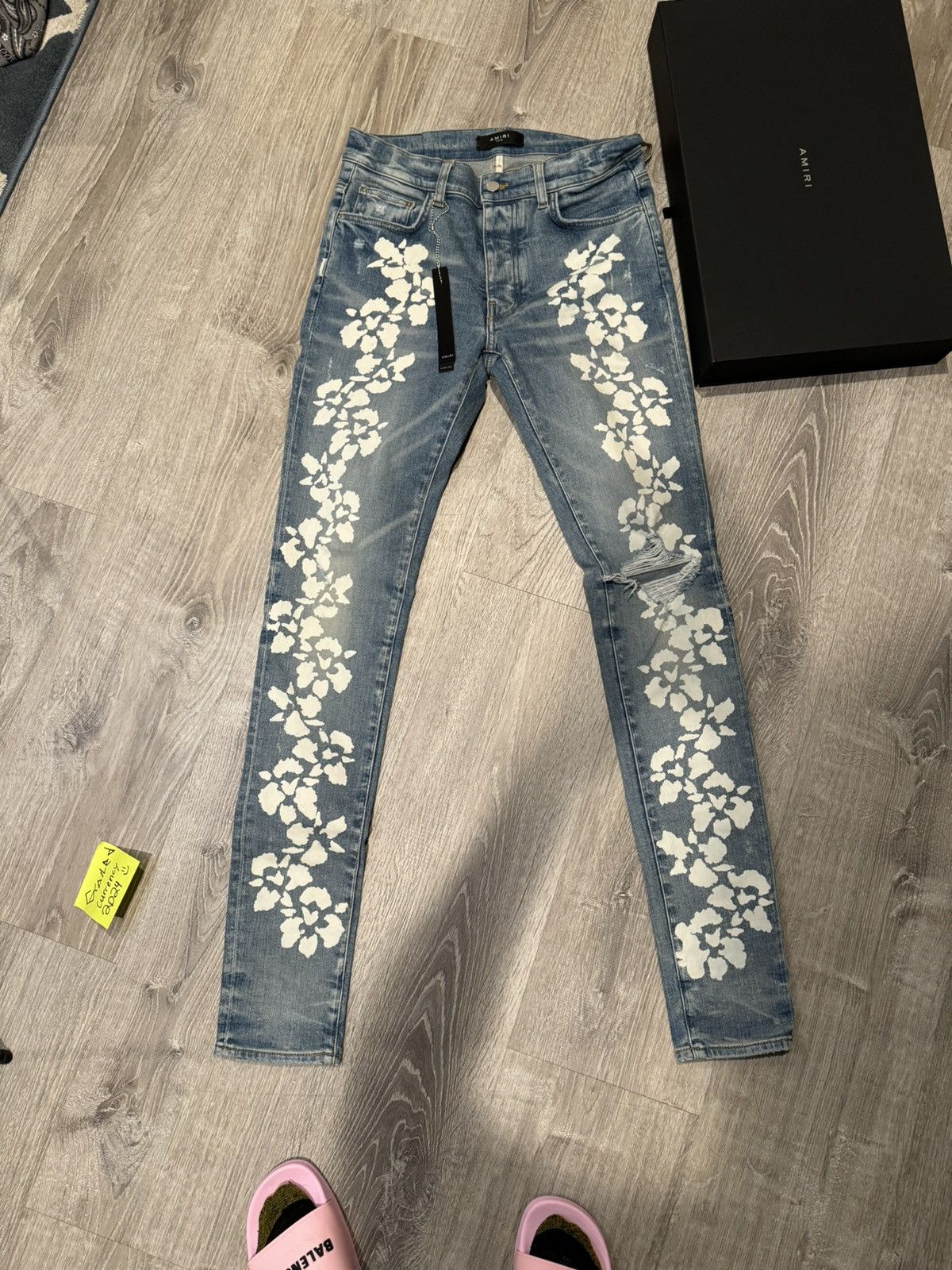 Pre-owned Amiri Hibiscus Stencil Jean Denim In Blue