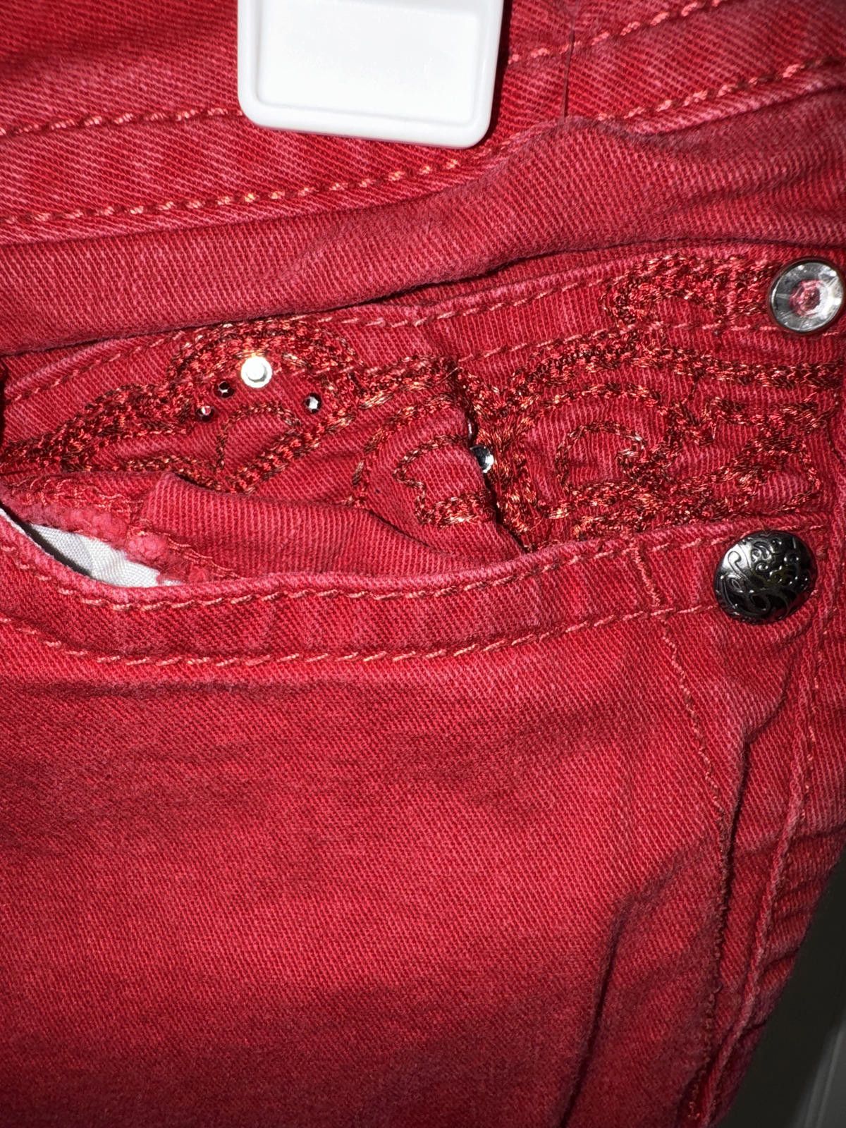 Style & Co Style & Co Women 10 Red Embellished Rhinestone Skinny Jeans Size 32" / US 10 / IT 46 - 2 Thumbnail