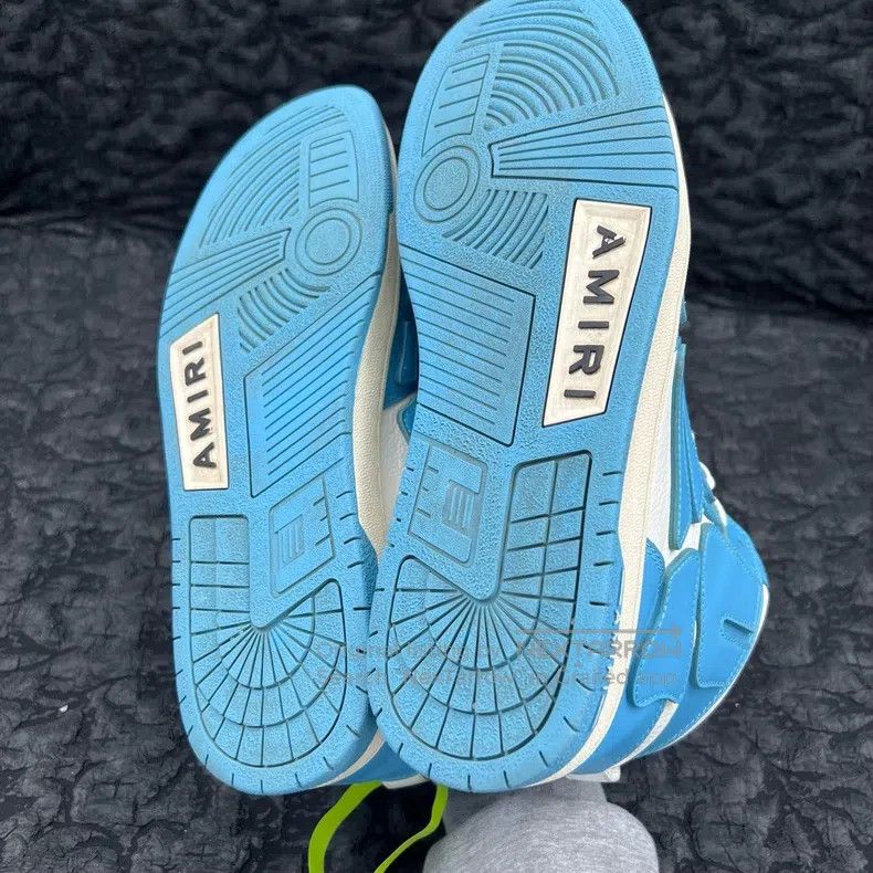 Amiri Amiri Size 45 White and blue high-top bone plate shoes Size US 12 / EU 45 - 4 Thumbnail