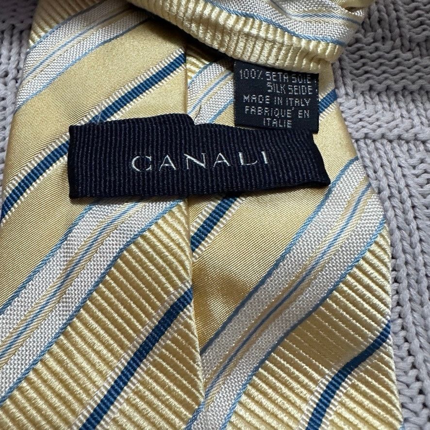 Canali Canali yellow and blue striped silk tie Size ONE SIZE - 3 Thumbnail
