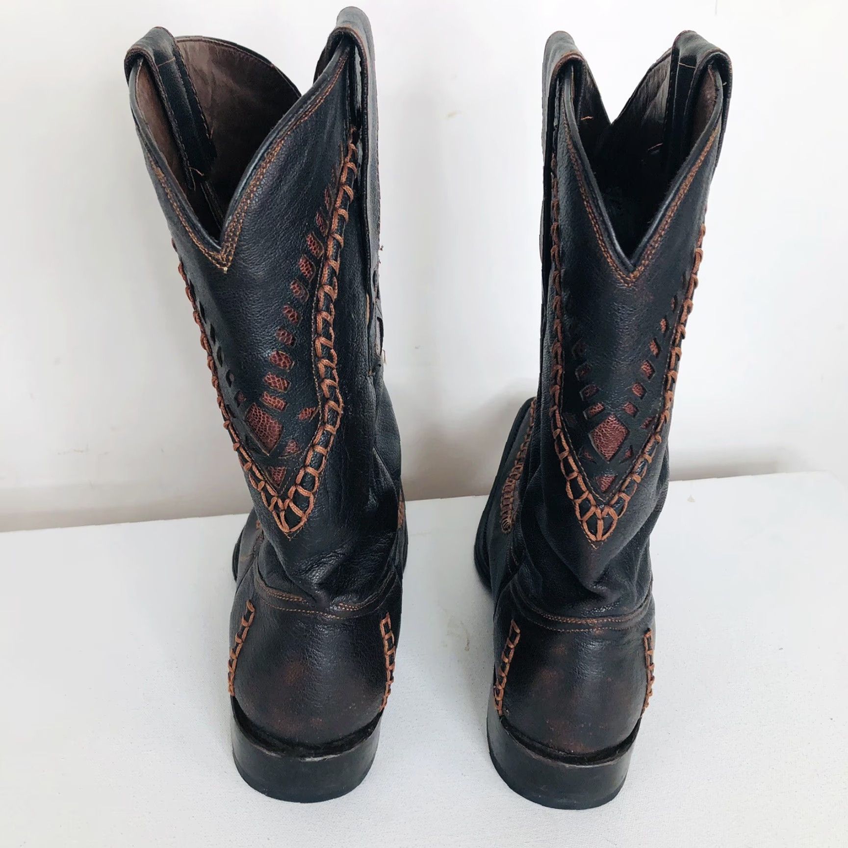 Vintage Lucchese RANCHO SEMENTAL Western Boot Mens US8 Exotic Brown Cowboy Boots Size US 8 / EU 41 - 6 Thumbnail