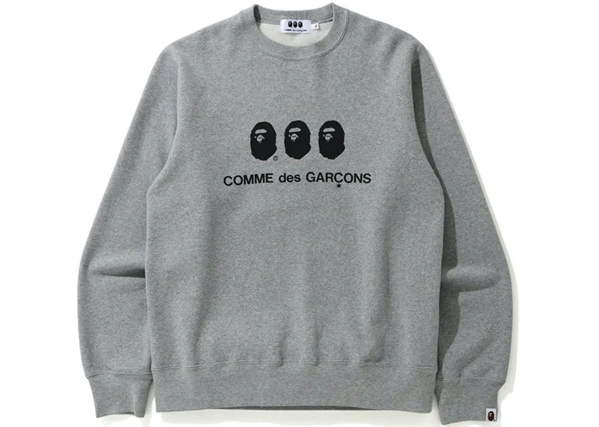 image of Bape x Comme Des Garcons Crewneck in Grey, Men's (Size 2XL)