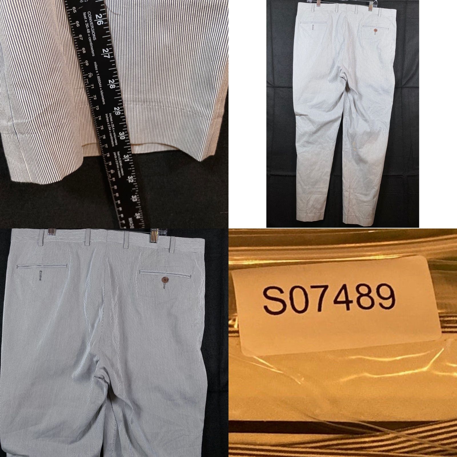 Ralph Lauren Ralph Lauren Mens Pants Gray White Striped Trim Fit Straight Nylon Stretch 38x34 Pants Size US 38 / EU 54 - 8 Thumbnail