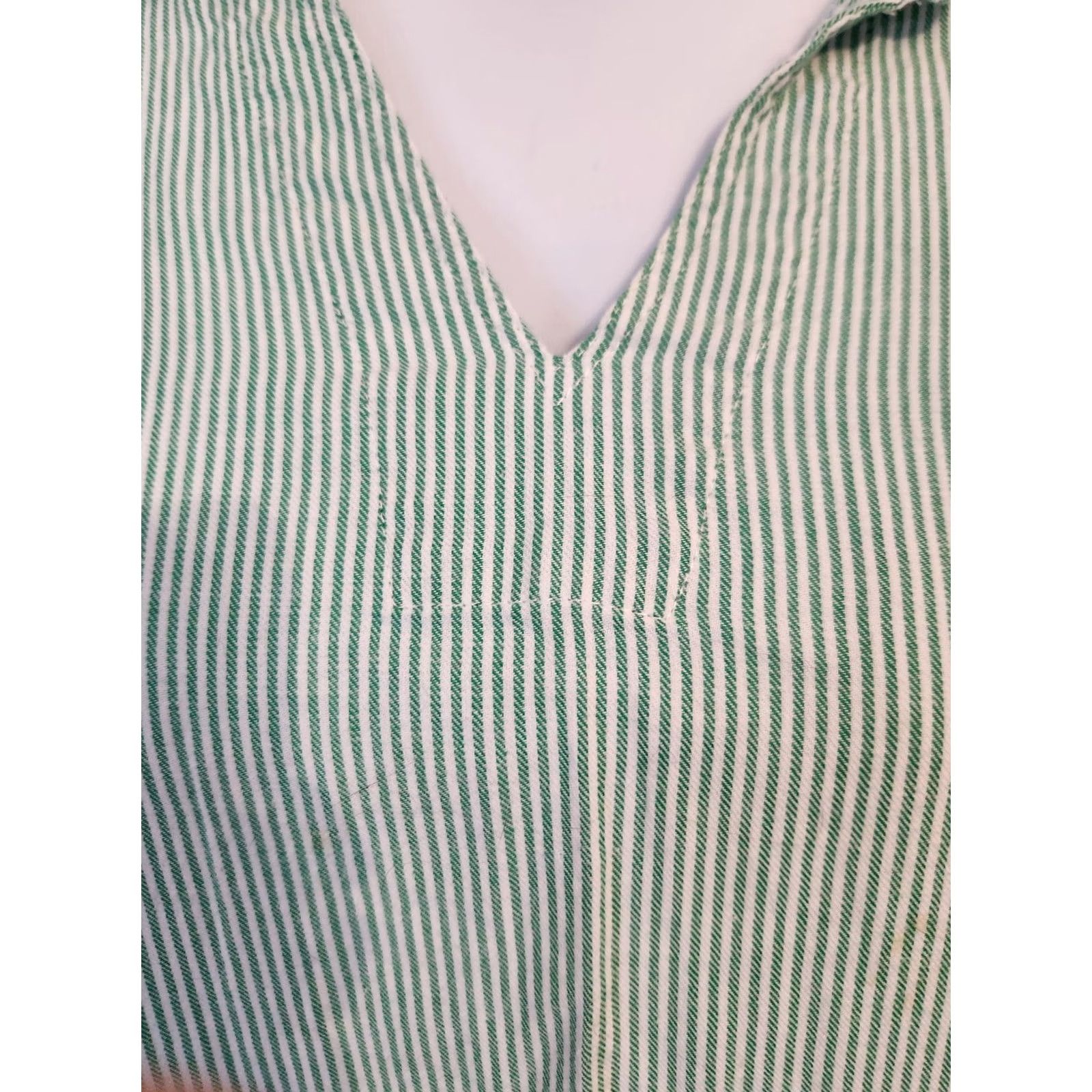 Vintage CJ Banks Green White Striped Button Up Shirt 1X Women Size XL / US 12-14 / IT 48-50 - 3 Thumbnail