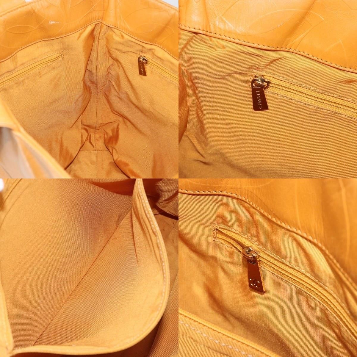 Chanel Chanel Tote Bag Leather Orange Gold CC Size ONE SIZE - 7 Thumbnail