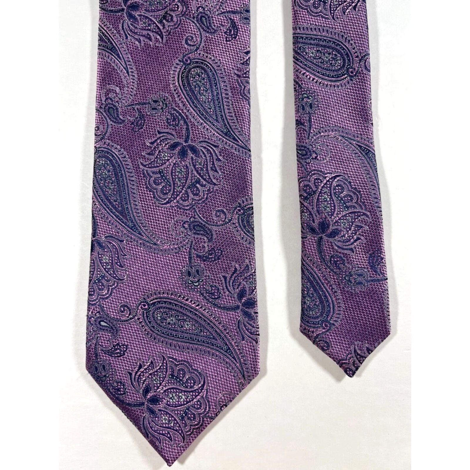Canali Canali Men’s Silk Tie Woven Paisley Purple Made in Italy Long 64.25" Wide 3.5" Luxury Designer Necktie Mens Size ONE SIZE - 5 Thumbnail