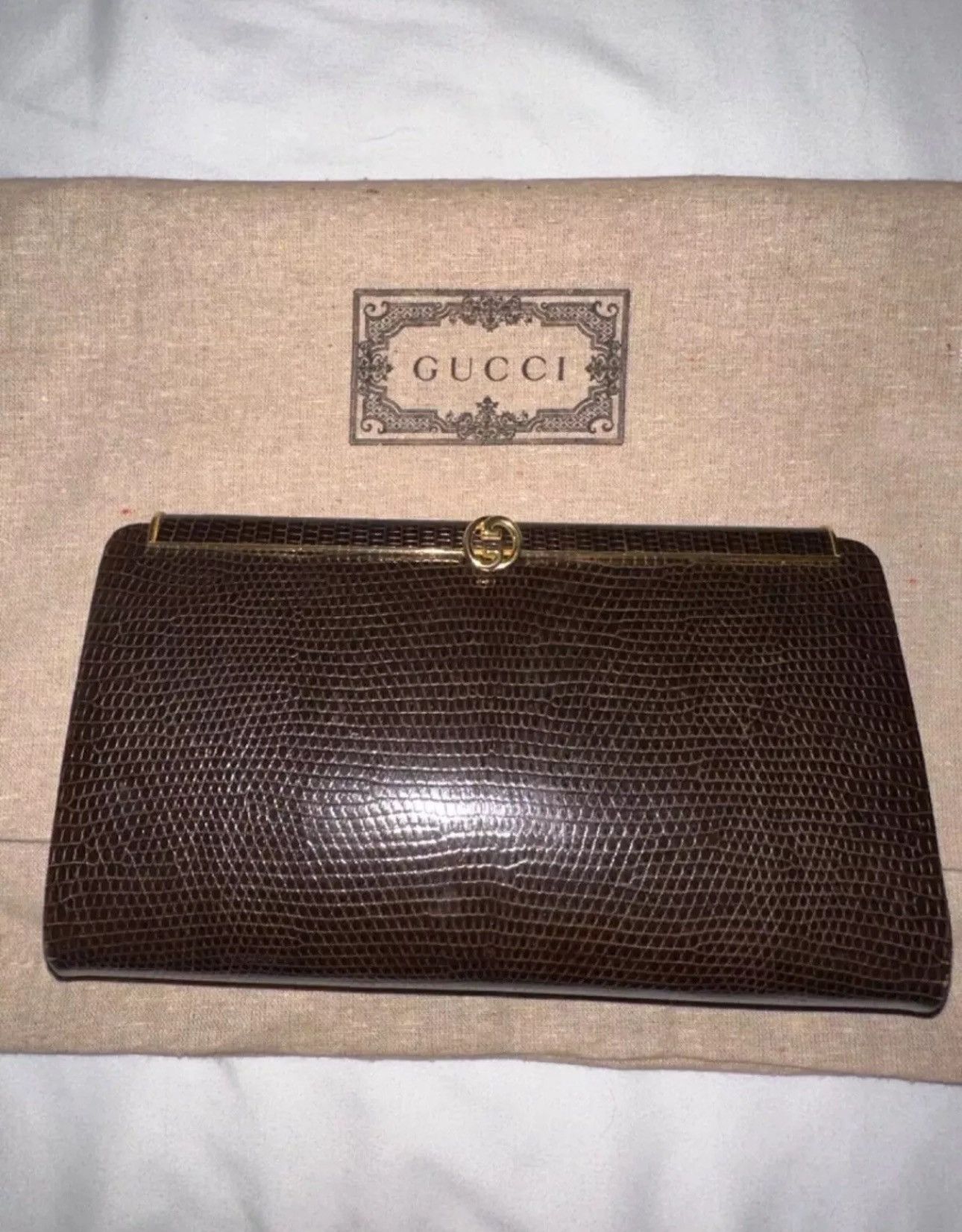 Gucci Gucci Rare Dark Brown Lizard Clutch Wallet Size ONE SIZE - 2 Thumbnail