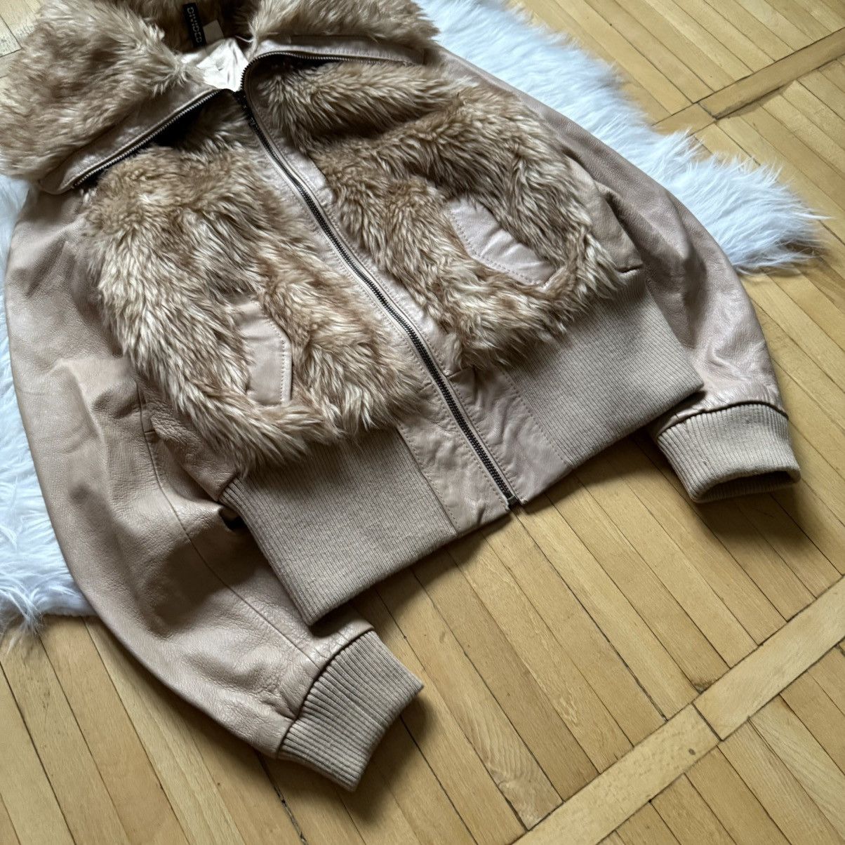 If Six Was Nine 📌 Vintage Y2K H&M Faux Fur Leather Avant-Garde Bomber Jacket Size S / US 4 / IT 40 - 3 Thumbnail