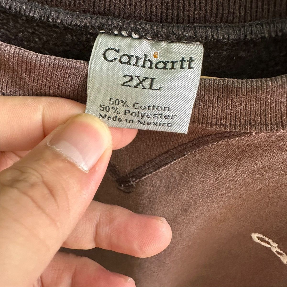 Carhartt × Vintage Vintage 80’s Carhatt Sunfaded Brown Oversized Sweatshirt Size US XXL / EU 58 / 5 - 5 Thumbnail