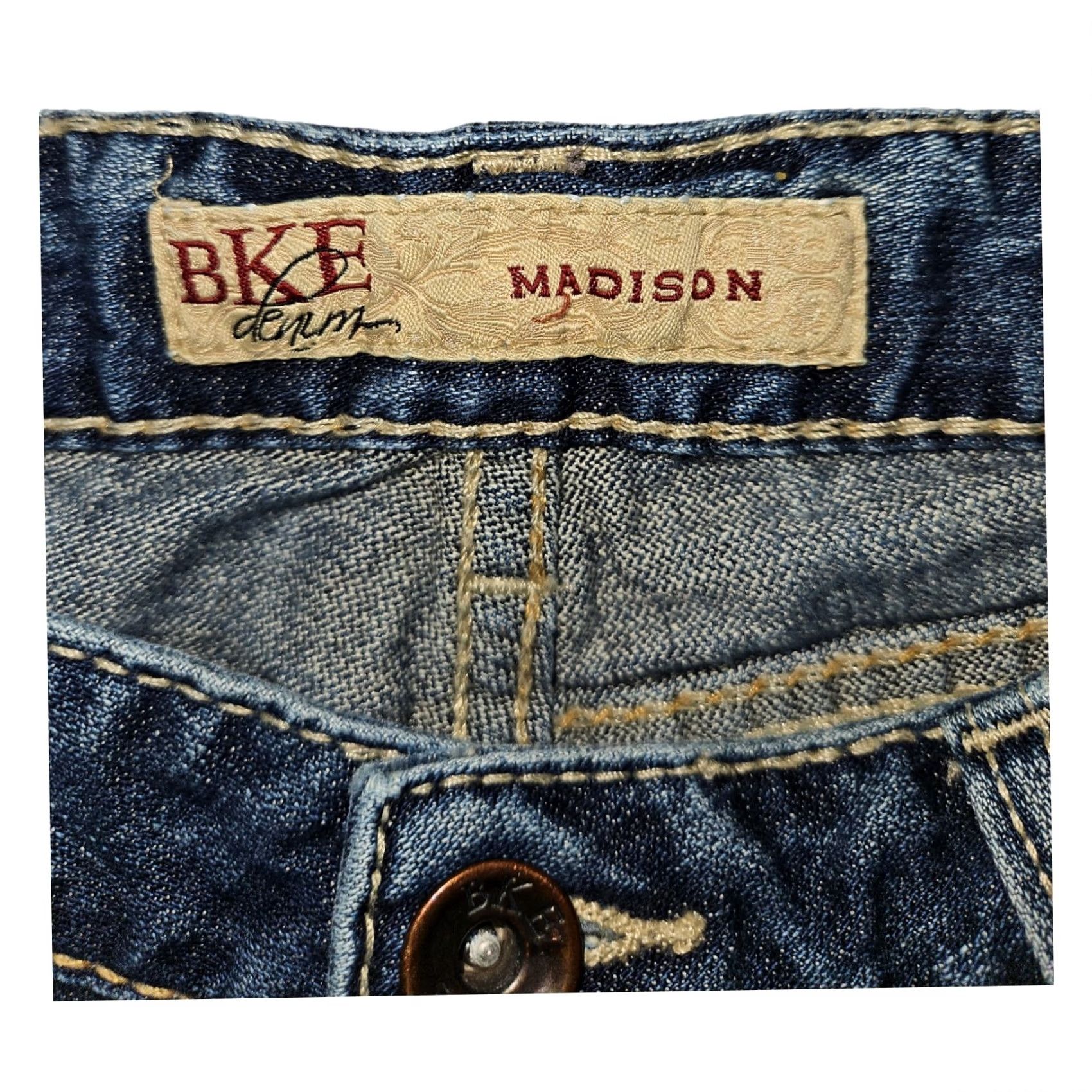 Vintage VINTAGE Buckle BKE Madison Shorts Women's Bermuda Denim Blue 27 Ultra Low-Rise Embroidered Pockets Size 27" / US 4 / IT 40 - 2 Thumbnail