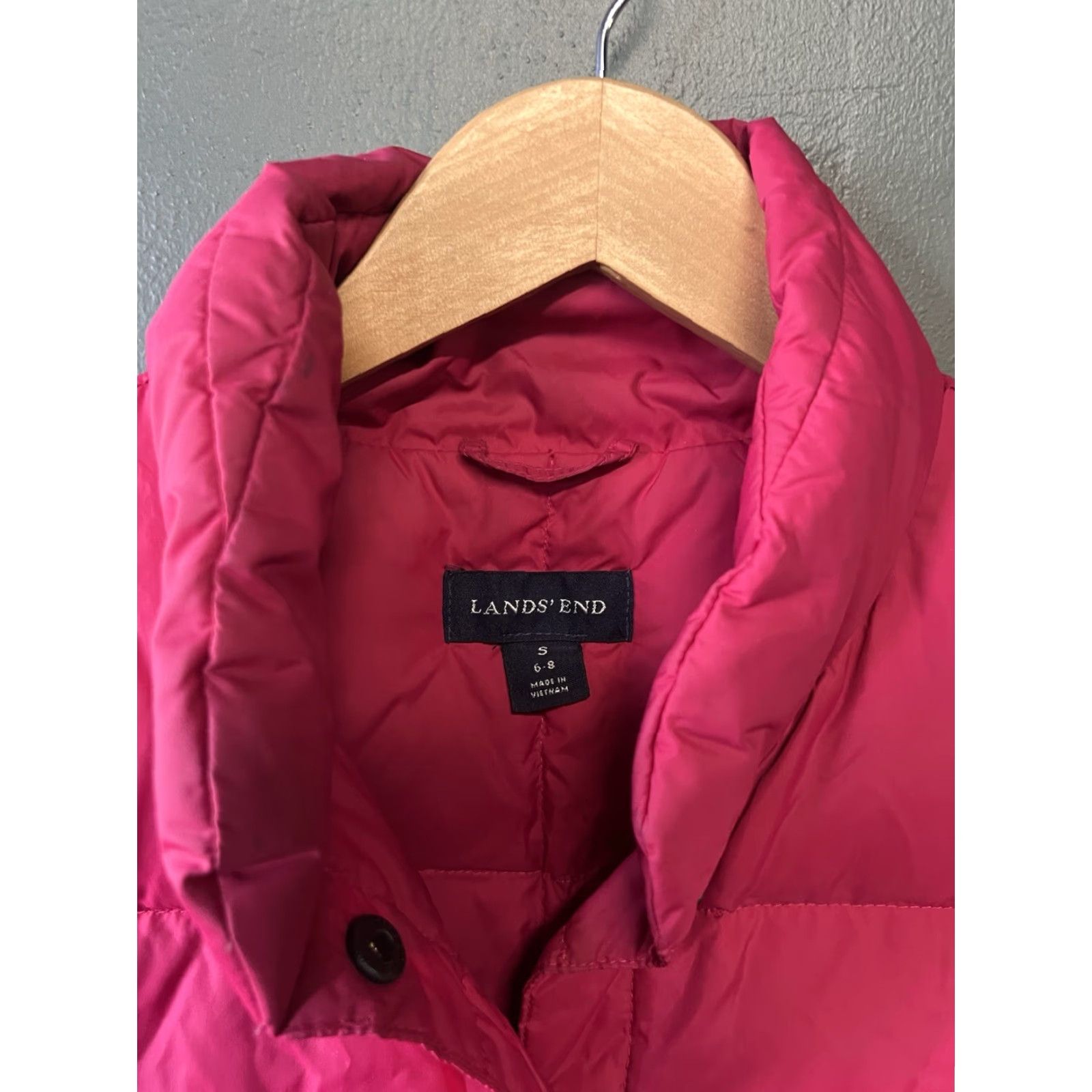 Lands' End Lands'end Women's Pink Snap Up Goose Down Quilted Puffer Vest Size Small Size S / US 4 / IT 40 - 3 Thumbnail