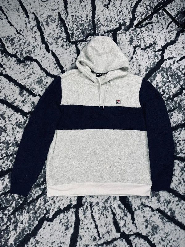 Fila Fila fleece sweatshirt jacket white navy blue logo L lamb Size US L / EU 52-54 / 3 - 1 Thumbnail