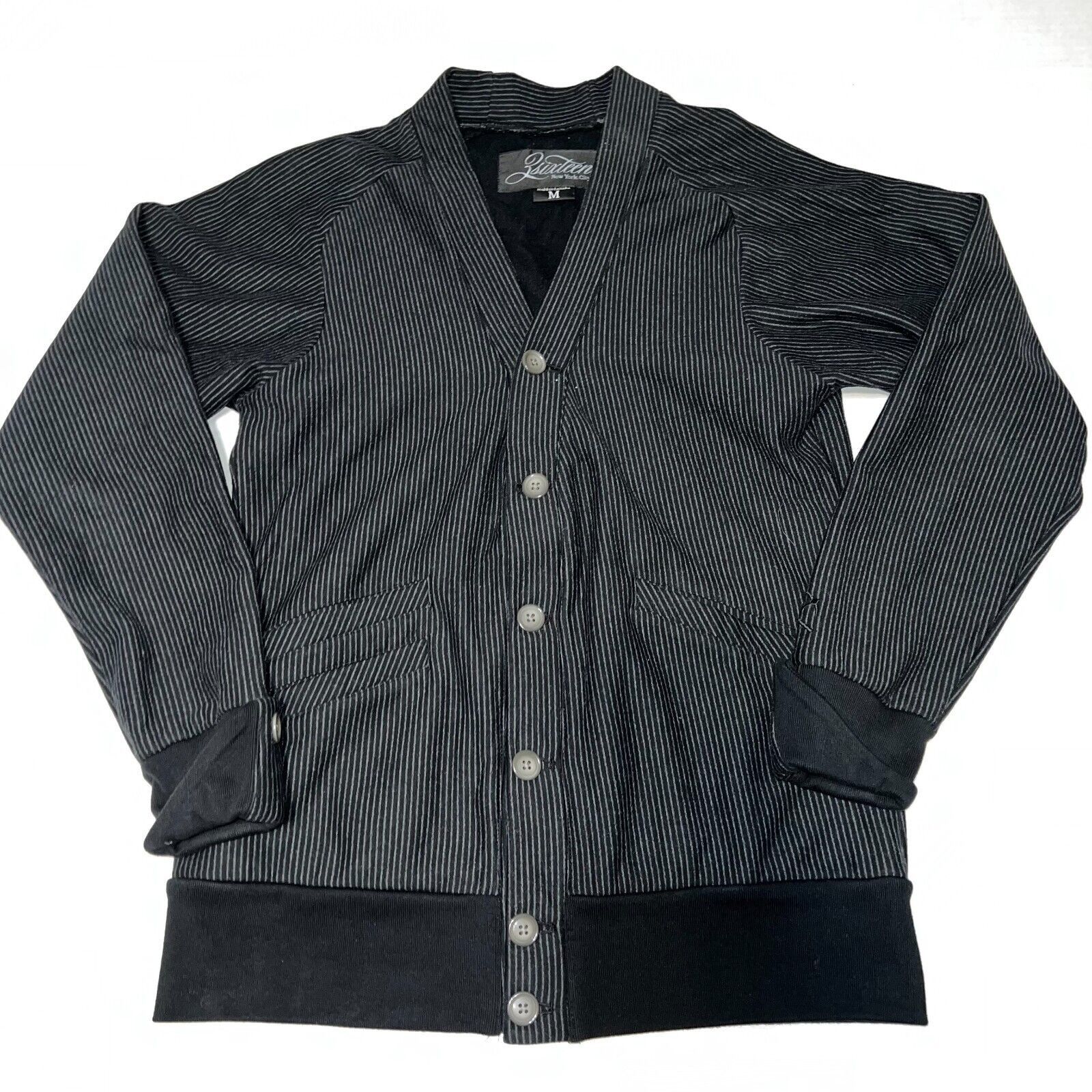 3sixteen Fleece Striped Cardigan Sweatshirt Sweater Medium