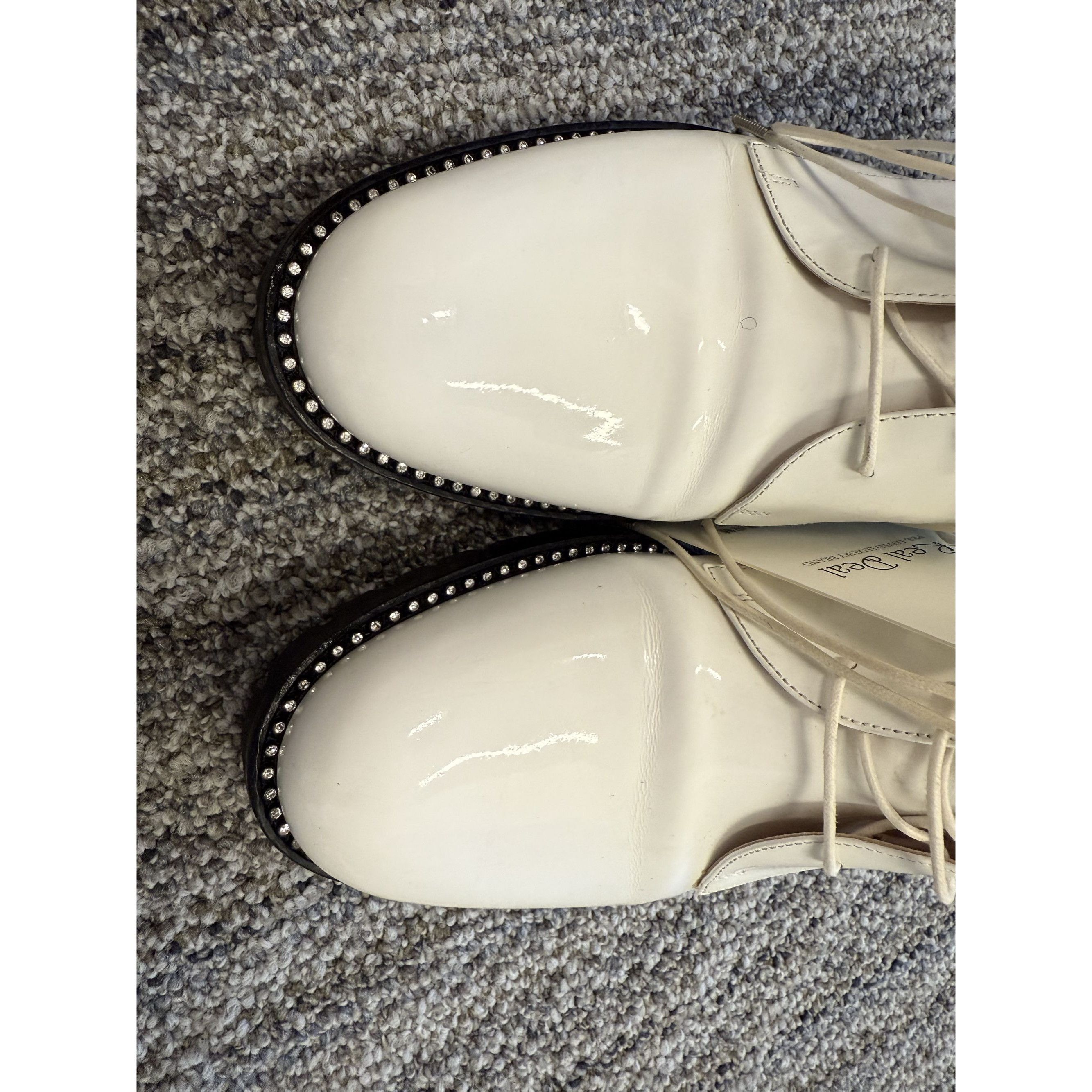 Dior Christian Dior White Leather Lace-Up Ankle Boots With Studde Size US 8 / IT 38 - 9 Thumbnail