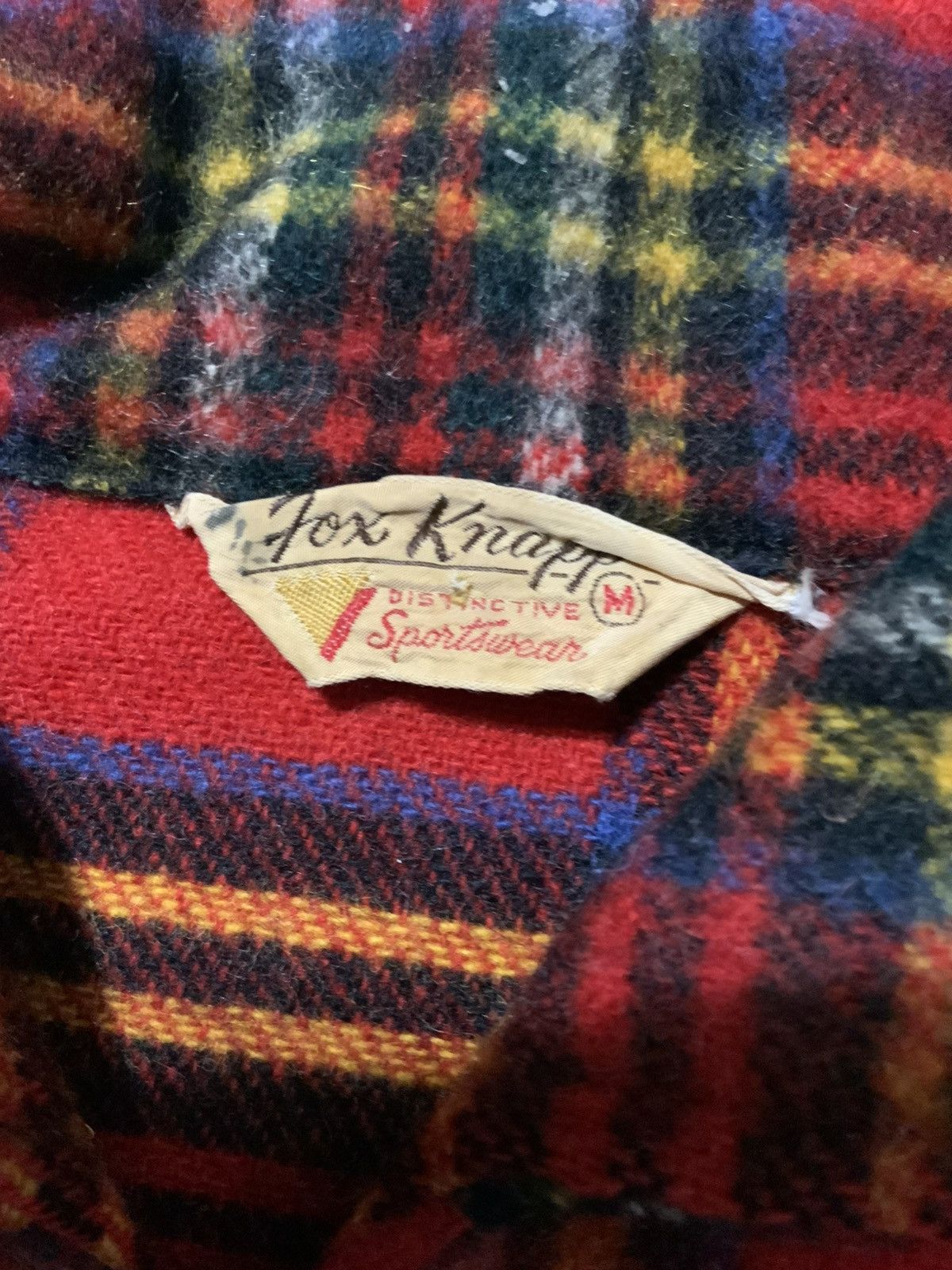 Vintage VTG 50s 60s Fox Knapp Wool Plaid Loop Collar Sweater Shirt Size US M / EU 48-50 / 2 - 5 Thumbnail