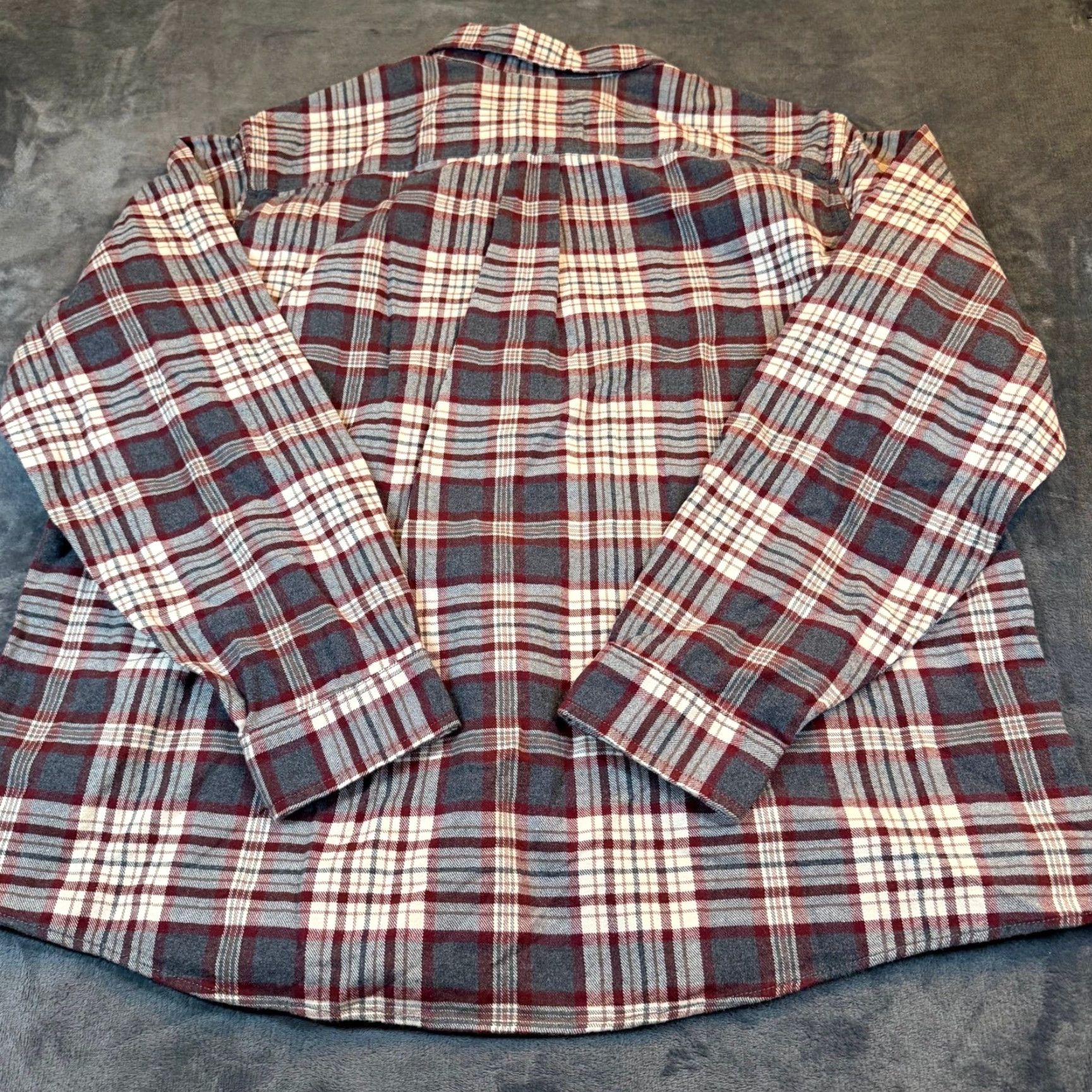 Eddie Bauer Eddie Bauer Shirt Flannel Plaid Burgundy Blue 2XL Cotton Button-Down Collar Long Sleeve Mens Size US XXL / EU 58 / 5 - 4 Thumbnail