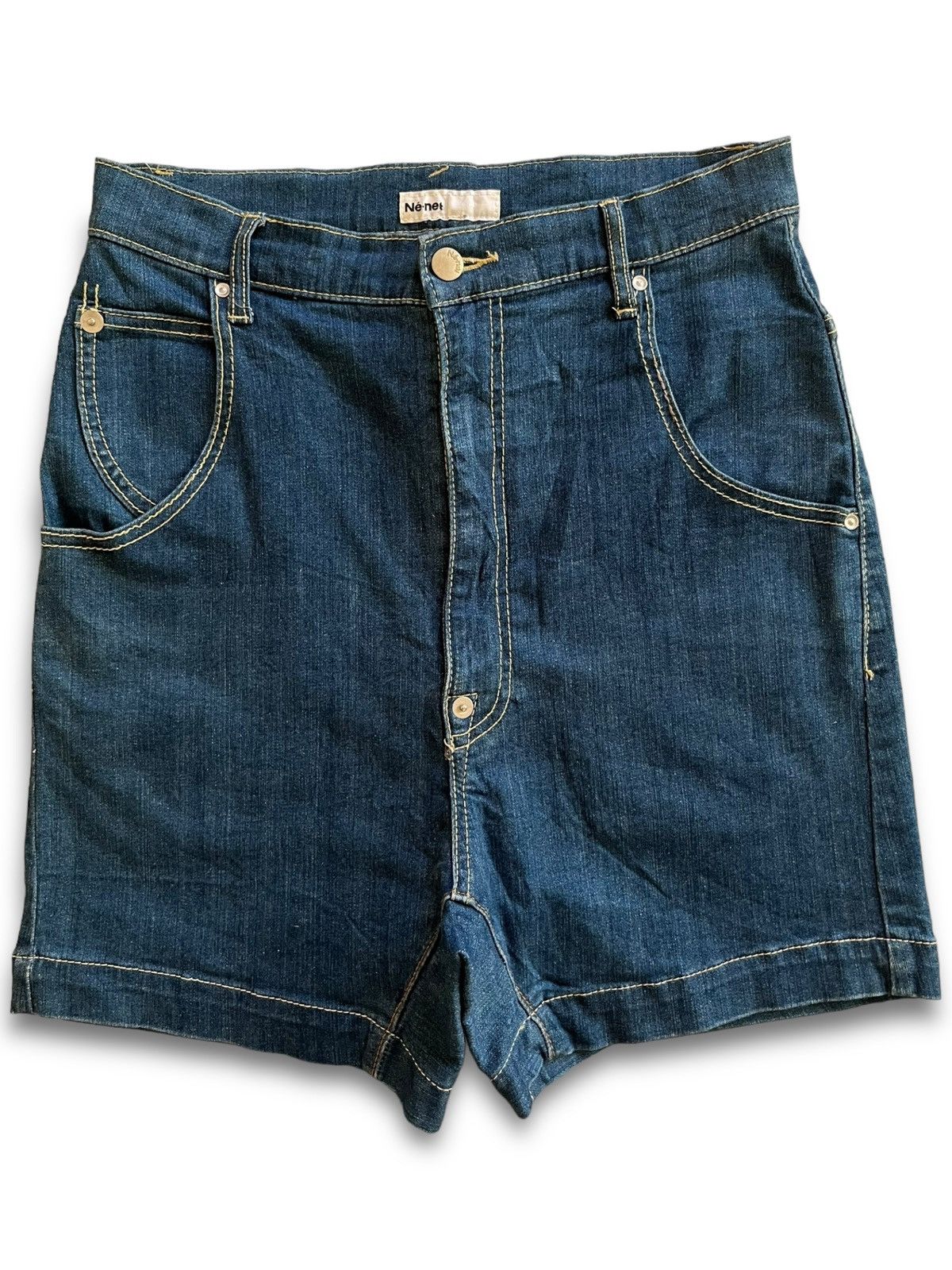 Issey Miyake × Japanese Brand × Ne-Net Vintage Japanese Ne-Net Buckle Back Mini Skirt Denim Size 29" - 2 Thumbnail