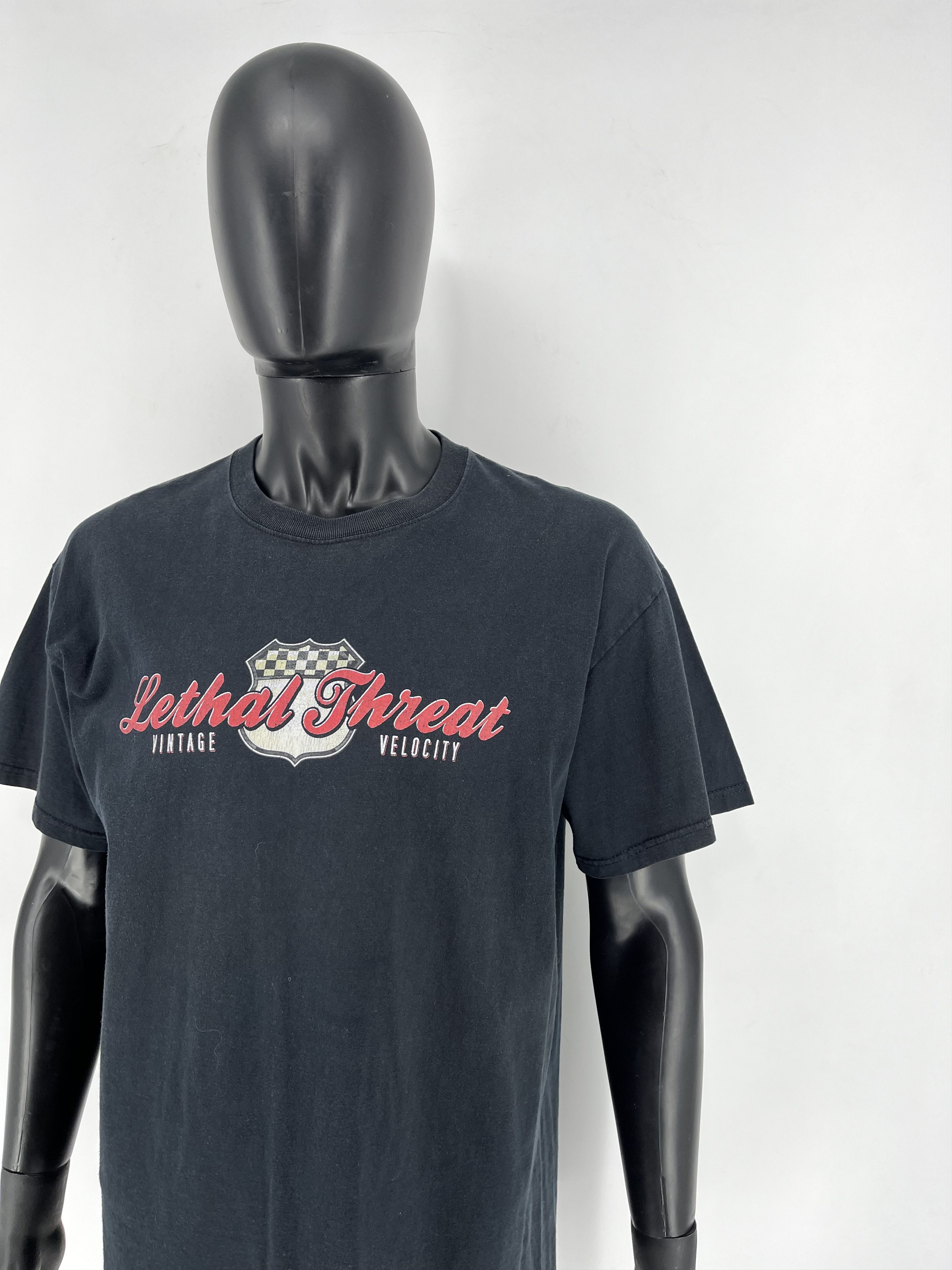 Vintage Vintage Lethal Threat Biker Shirt Black Y2K Faded Soft Tails Size US XL / EU 56 / 4 - 5 Thumbnail