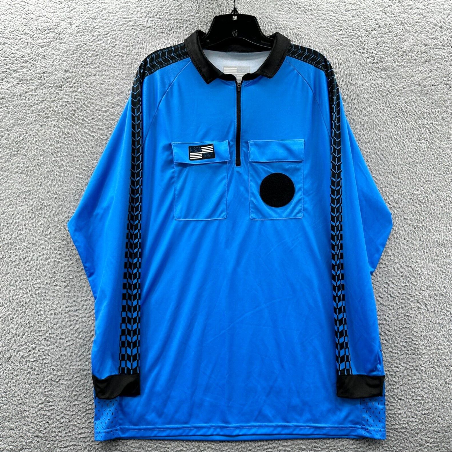 Vintage Nisoa Official Sports Soccer Referee Shirt Mens XL Blue 1/4 Zip ...