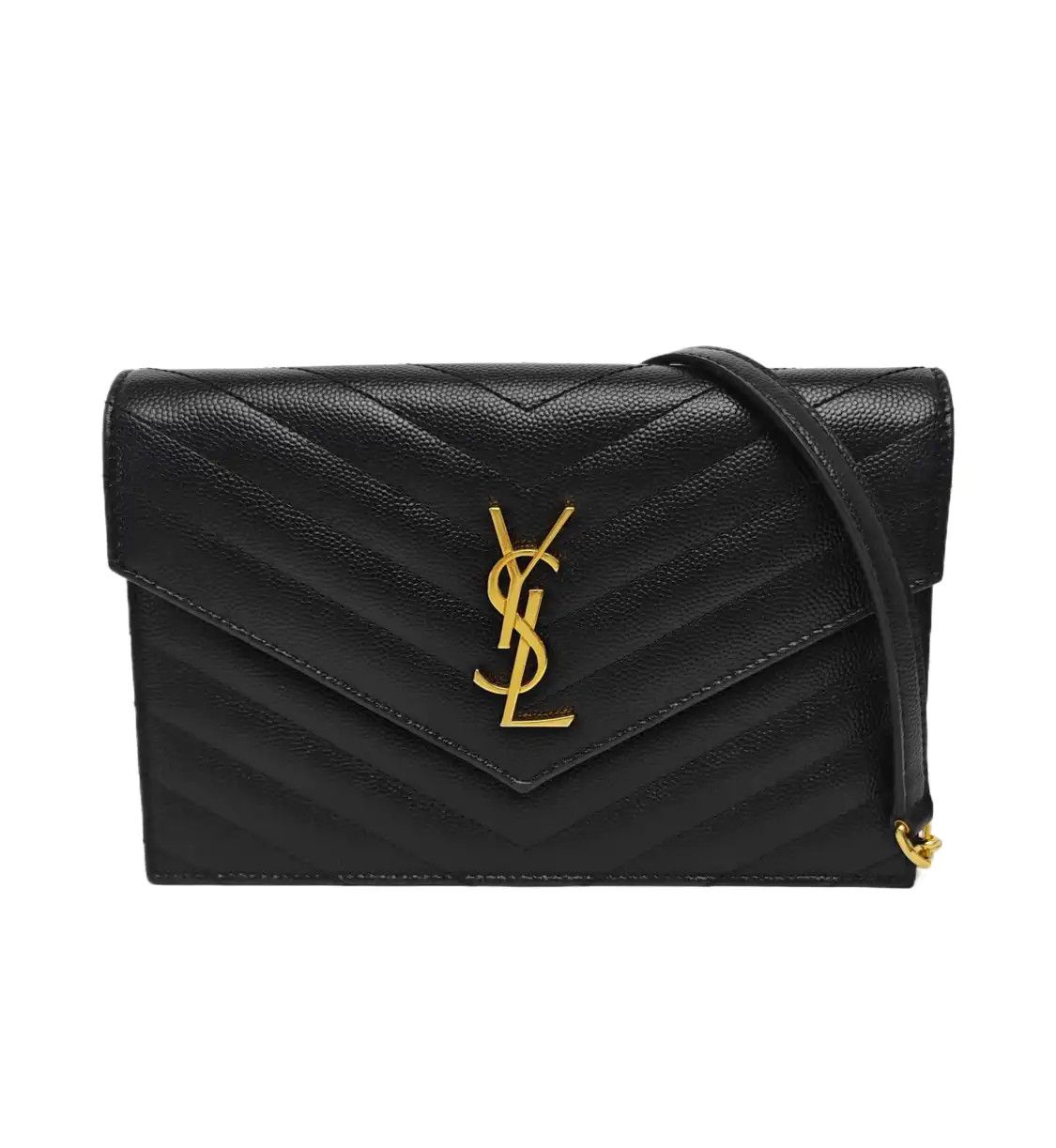 Saint Laurent Paris Ysl Monogram Black Cowhide Leather Quilted Vshoulder Bag Cro, Women's