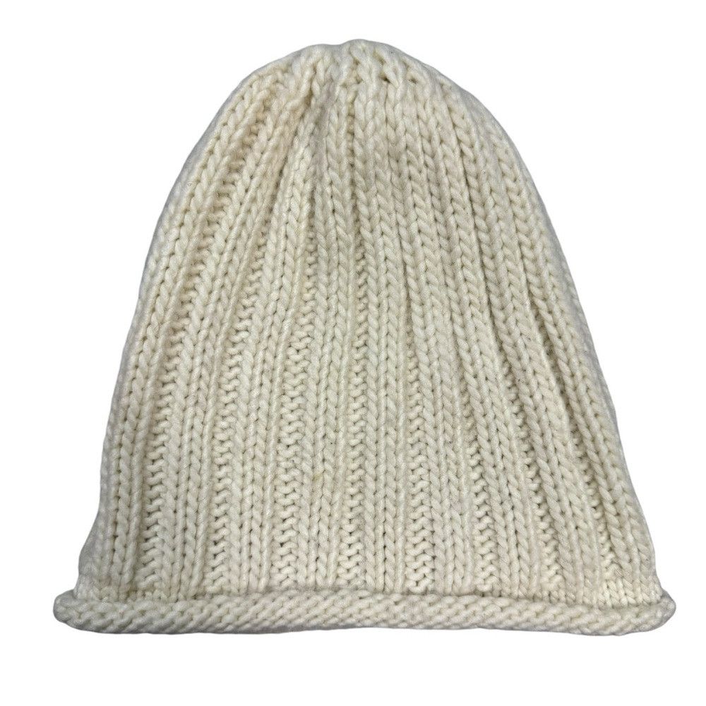 Free People Free People Rory Ribbed Slouchy Ivory Beanie Hat Size ONE SIZE - 4 Thumbnail