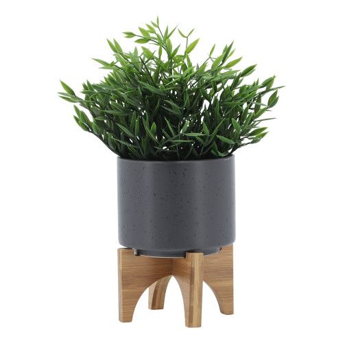 Designer × Homemade 5" PLANTER W/ WOOD STAND, MATTE GRAY Size US L / EU 52-54 / 3 - 4 Thumbnail