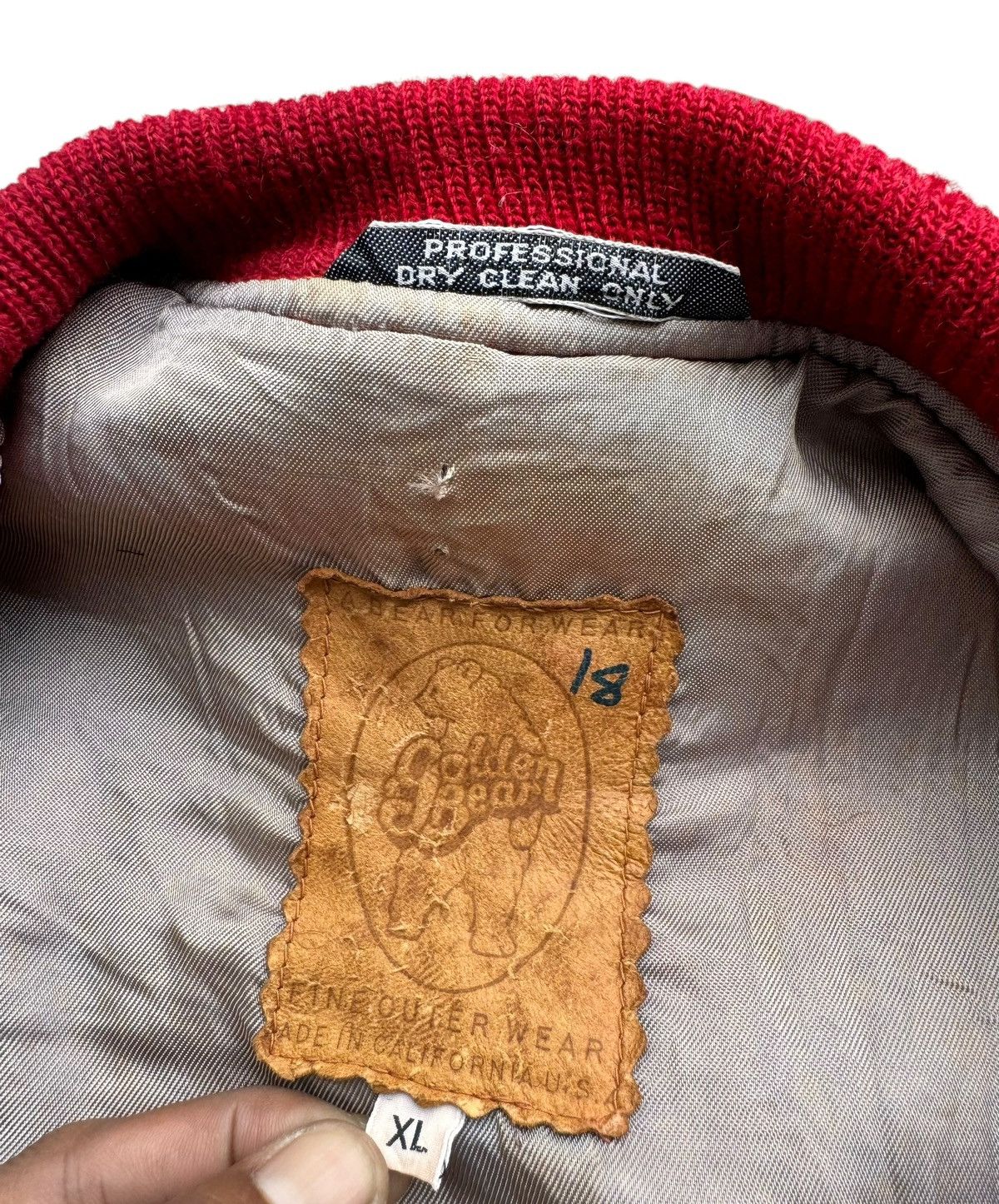 Golden Bear ⚡️⚡️Vintage Golden Bear Varsity Leather Sleeve Jacket Size US XL / EU 56 / 4 - 17 Thumbnail