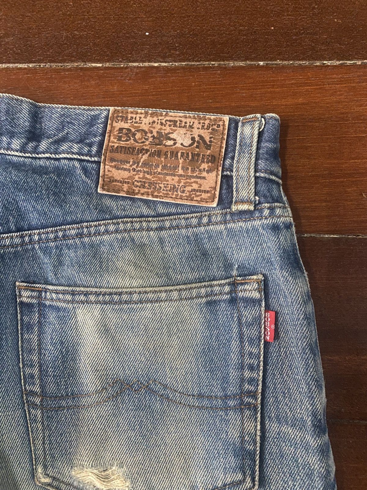 Japanese Brand 🔥Mega Rare🔥Japanese Bobson Distressed Denim Jeans mud wash Size US 33 - 18 Thumbnail