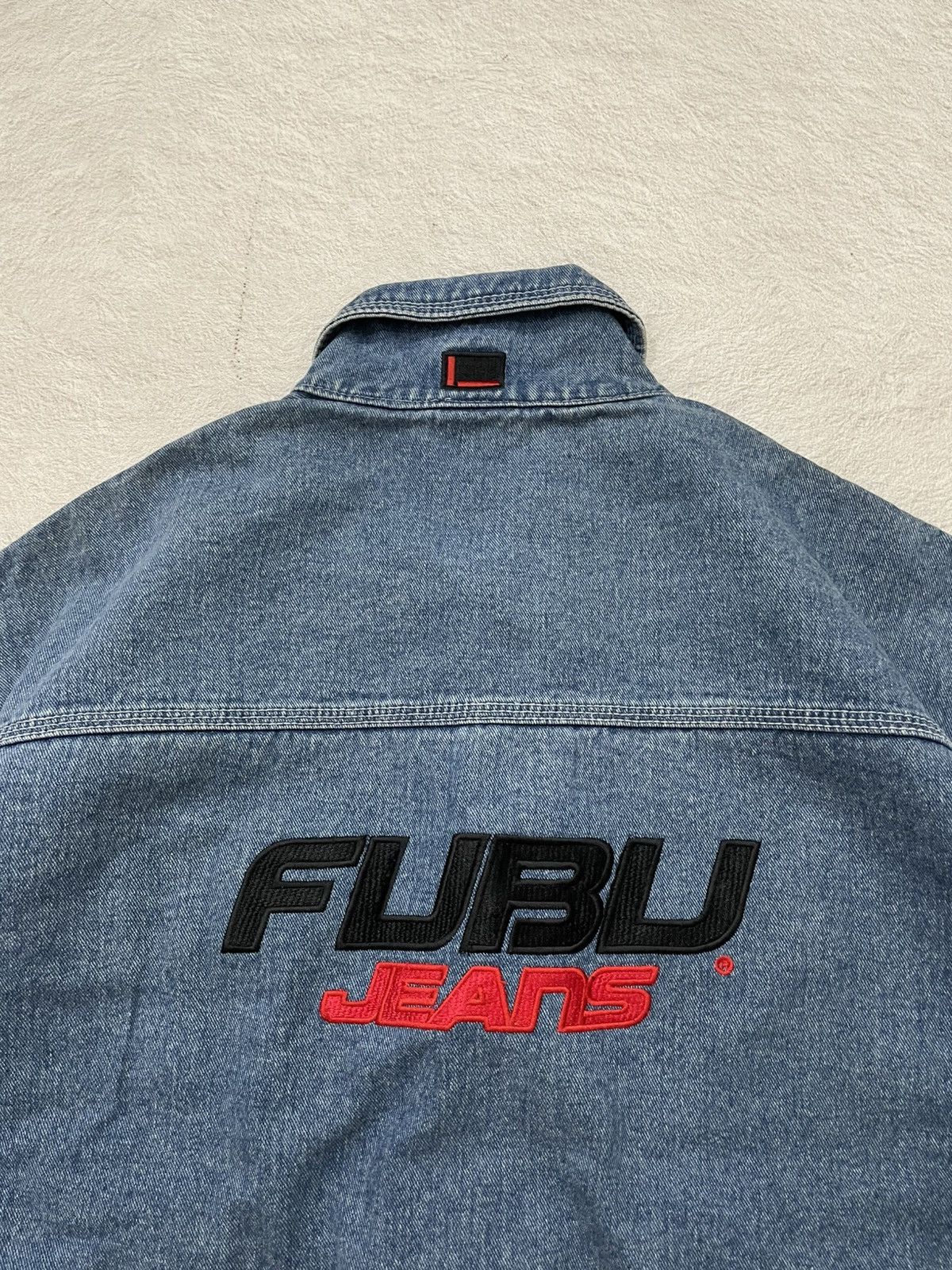 Japanese Brand 2000s Japan Fubu Denim Jacket Embroidered Big Logo Y2K 14th Size US XL / EU 56 / 4 - 8 Thumbnail