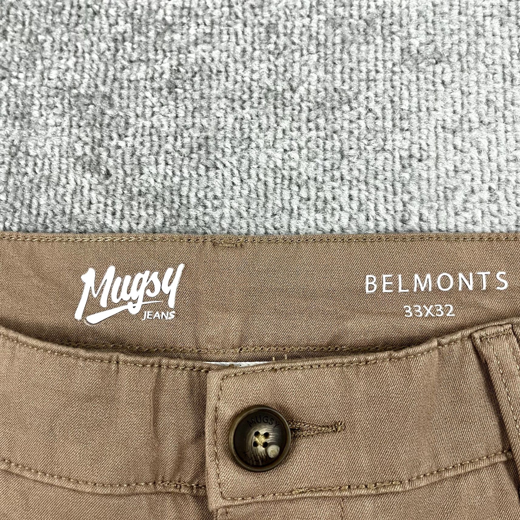 Vintage MUSGY Pants Mens 33 x 32 Belmonts Chino Brown Straight Stretch Career Office Size US 33 - 2 Thumbnail