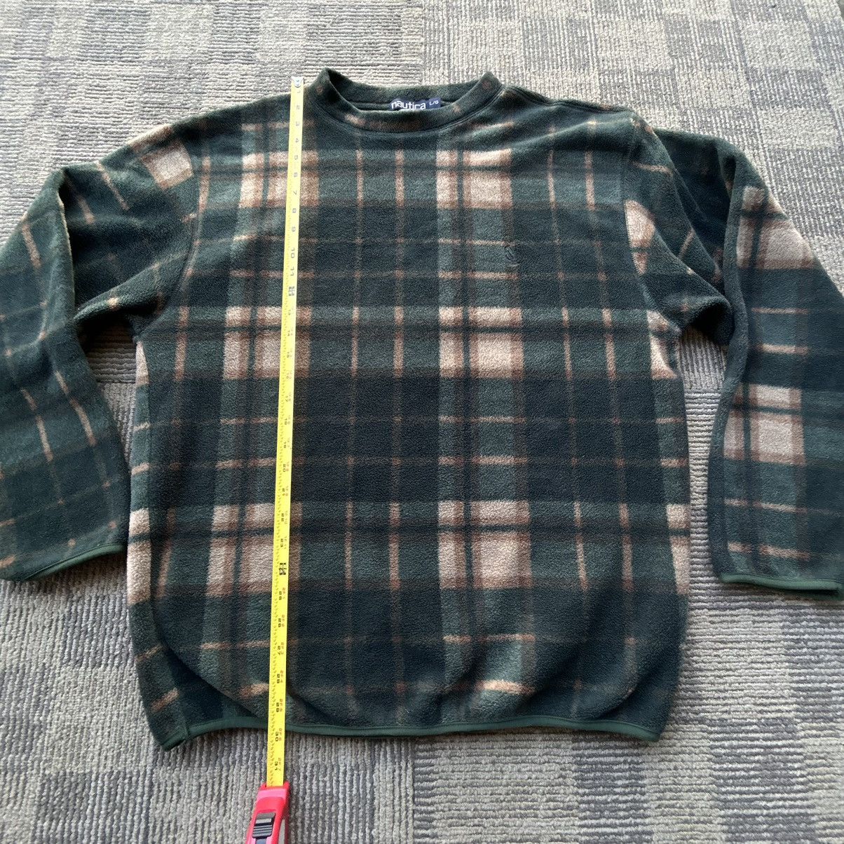 Nautica Vtg 90’s Nautica Green/Brown Plaid Fleece Pullover Size US L / EU 52-54 / 3 - 4 Thumbnail