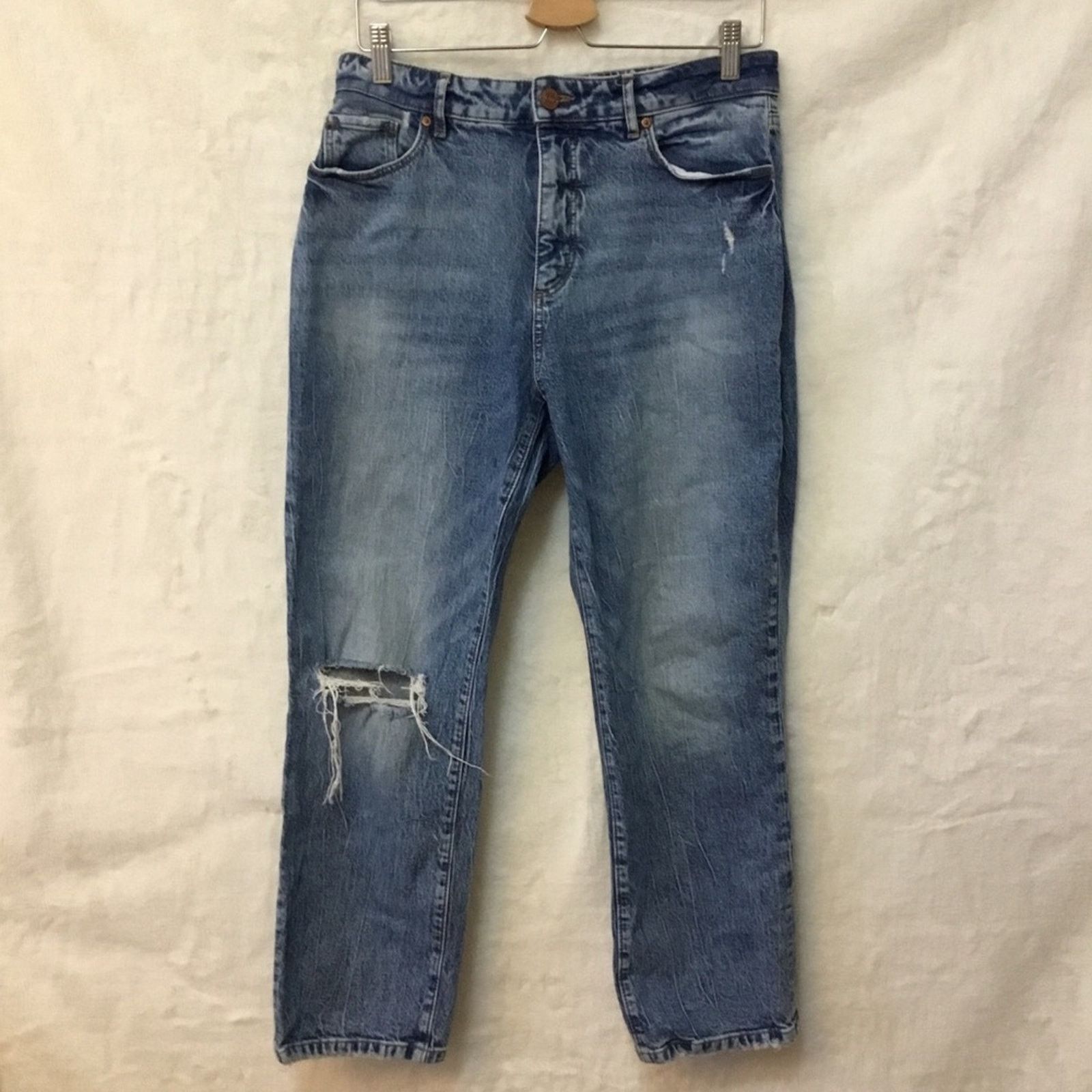 Loft Loft Blue Curvy High Waist Straight Crop Jeans Size 30" / US 8 / IT 44 - 1 Thumbnail