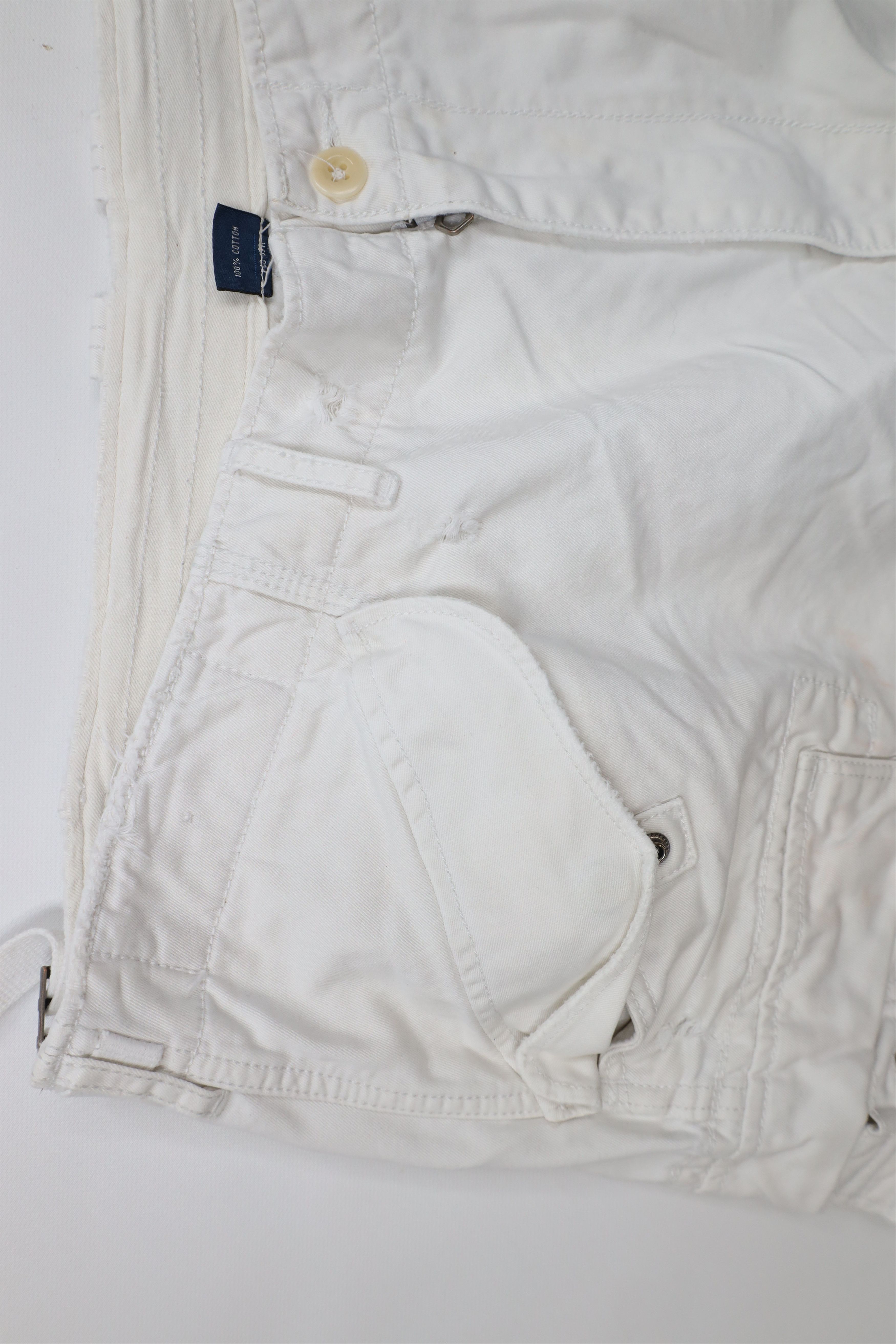 Ralph Lauren × Vintage Vintage 90s Ralph Lauren Heavy Military Cargo Shorts White Size US 40 / EU 56 - 6 Thumbnail