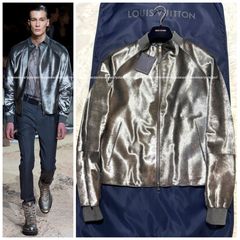 New Louis Vuitton Runway Black Grey Shearling Leather Jacket Mens Size L  52EUR