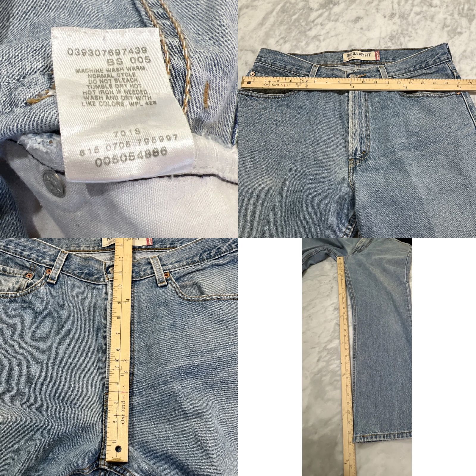 Levi's Levi's 505 Jeans Men’s 36x32 Regular Fit Light Blue Cotton Denim USA 90s 5-Pocket N/A Regular Mens Size US 36 / EU 52 - 9 Thumbnail