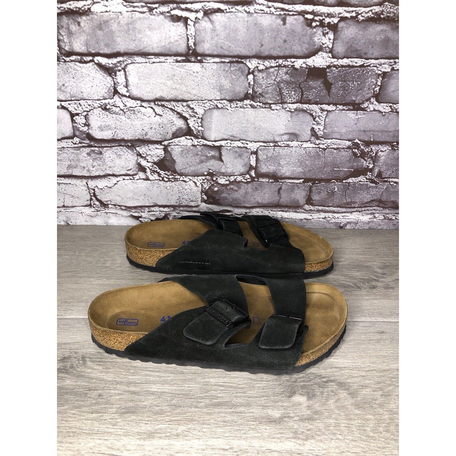 Birkenstock Birkenstock Arizona Black Suede Leather Strap Slides Sandals Size US 10 / IT 40 - 11 Thumbnail