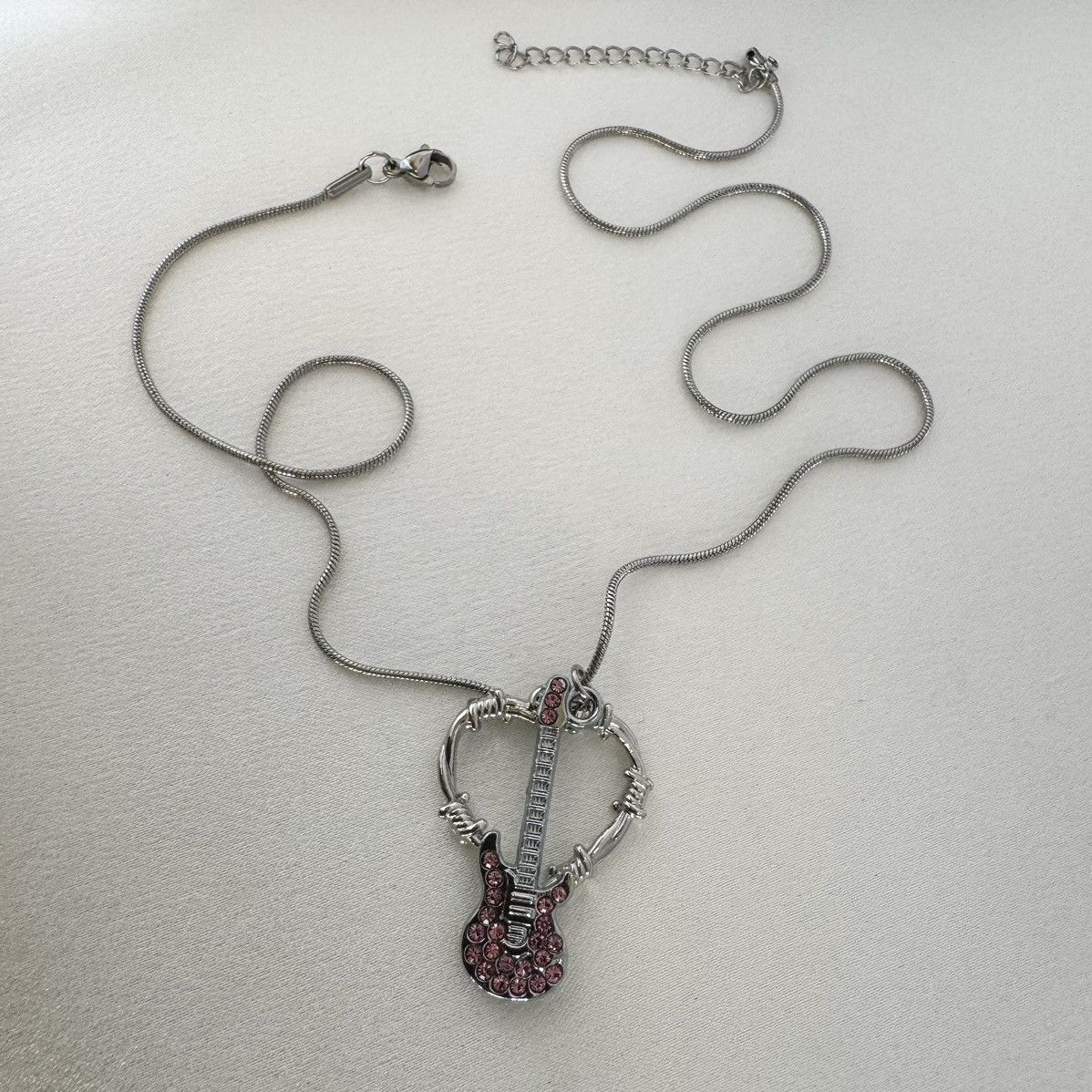 Other Love Heart Pink CZ Guitar Pendant Necklace for Women Size ONE SIZE - 5 Thumbnail