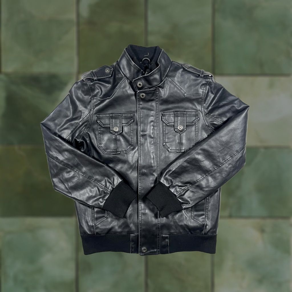 Route 66 Route 66 Jacket Mens Medium Black Faux Leather Bomber Full Zip Quilted Lined Federal? Size US M / EU 48-50 / 2 - 1 Thumbnail