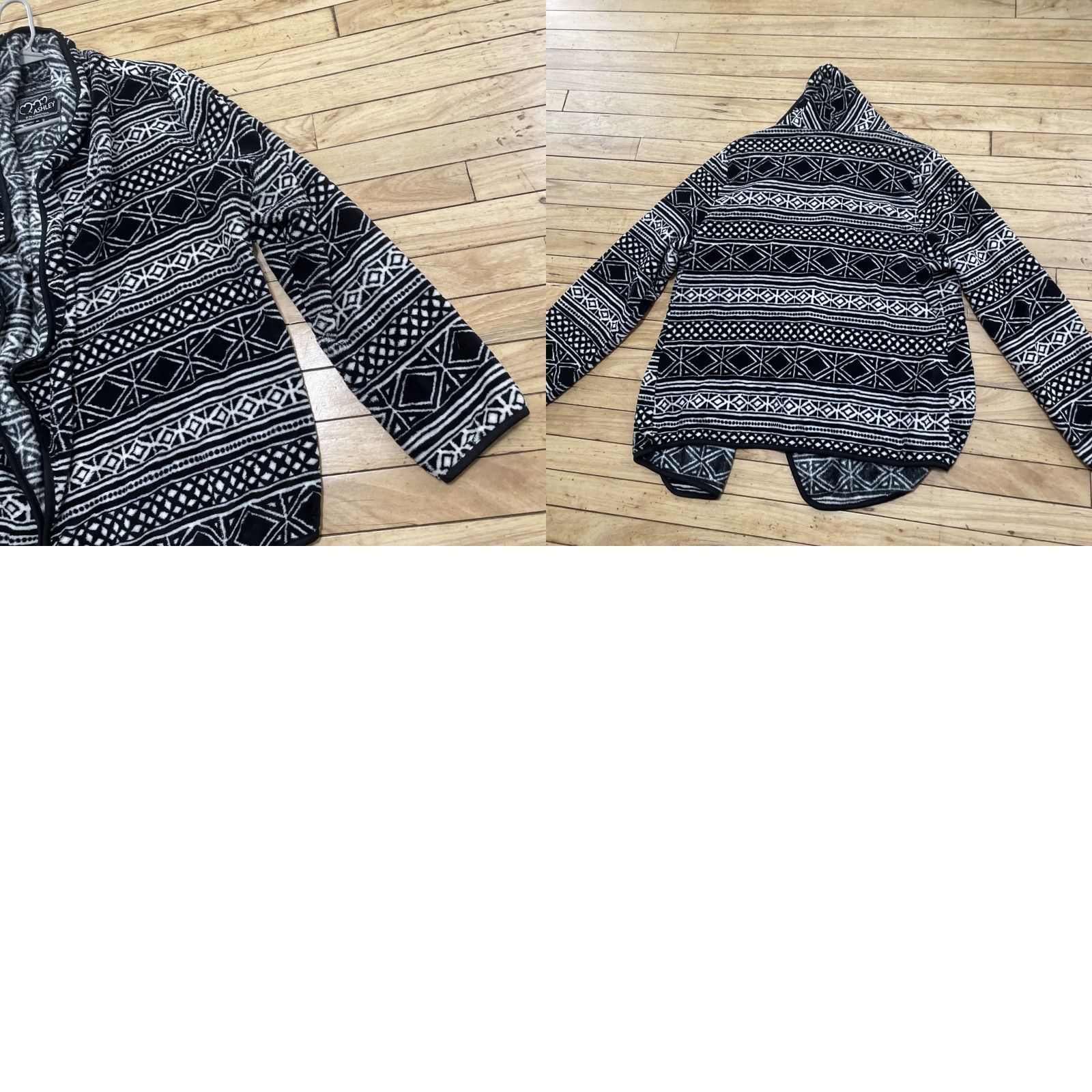 Vintage VINTAGE Ashley Open Fleece Wrap Women 3X Geometric Black White Southwestern Cardigan Size XXL / US 16-18 / IT 52-54 - 11 Thumbnail