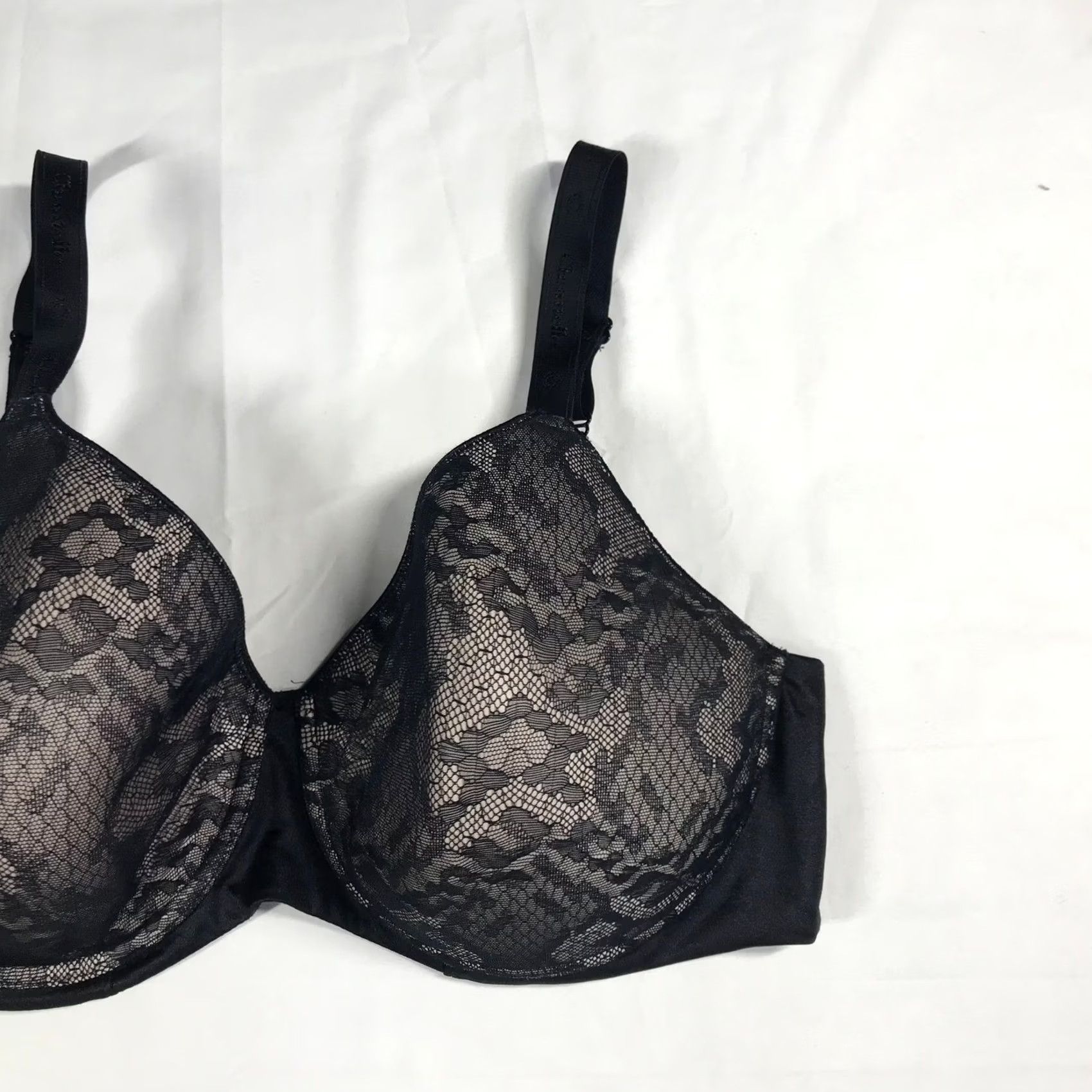 Vintage Chantelle Magnifique Black Lace Minimizer Bra 3781 WOMENS 40D Underwire Support Size ONE SIZE - 3 Thumbnail