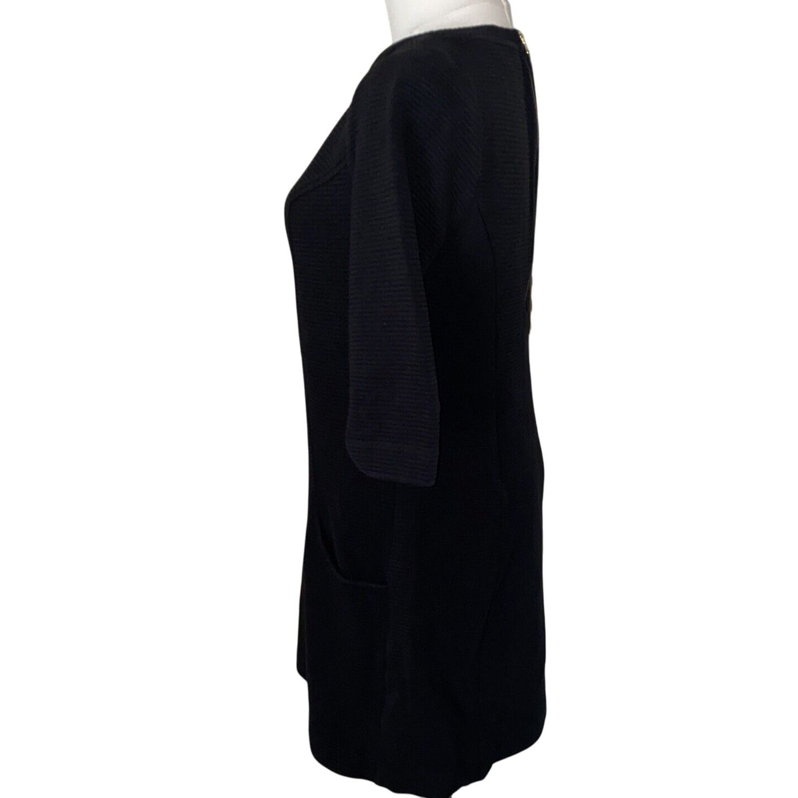 Boden Women's Boden Ribbed-knit 3/4 Sleeve Black Mini Dress 8 Size M / US 6-8 / IT 42-44 - 4 Thumbnail