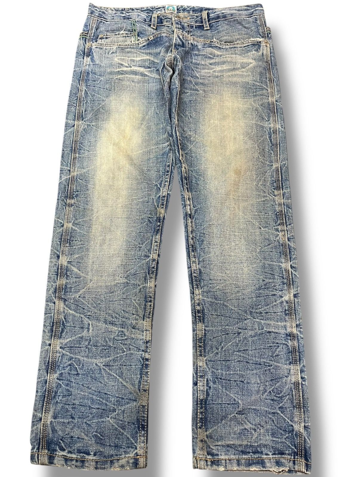 Beauty Beast × Le Grande Bleu (L.G.B.) Vintage Vie Emu Honeycomb Faded Denim Size US 33 - 1 Thumbnail