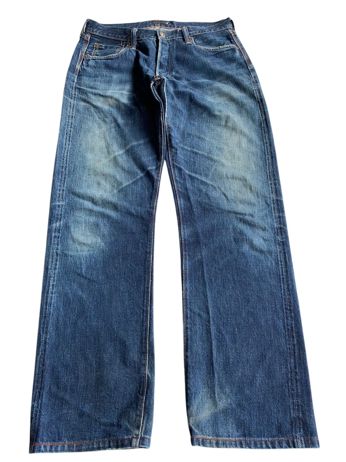 Full Count & Co. FULL COUNT SELVEDGE BUTTON FLY FADED DISTRESSED DENIM Size US 31 - 2 Thumbnail