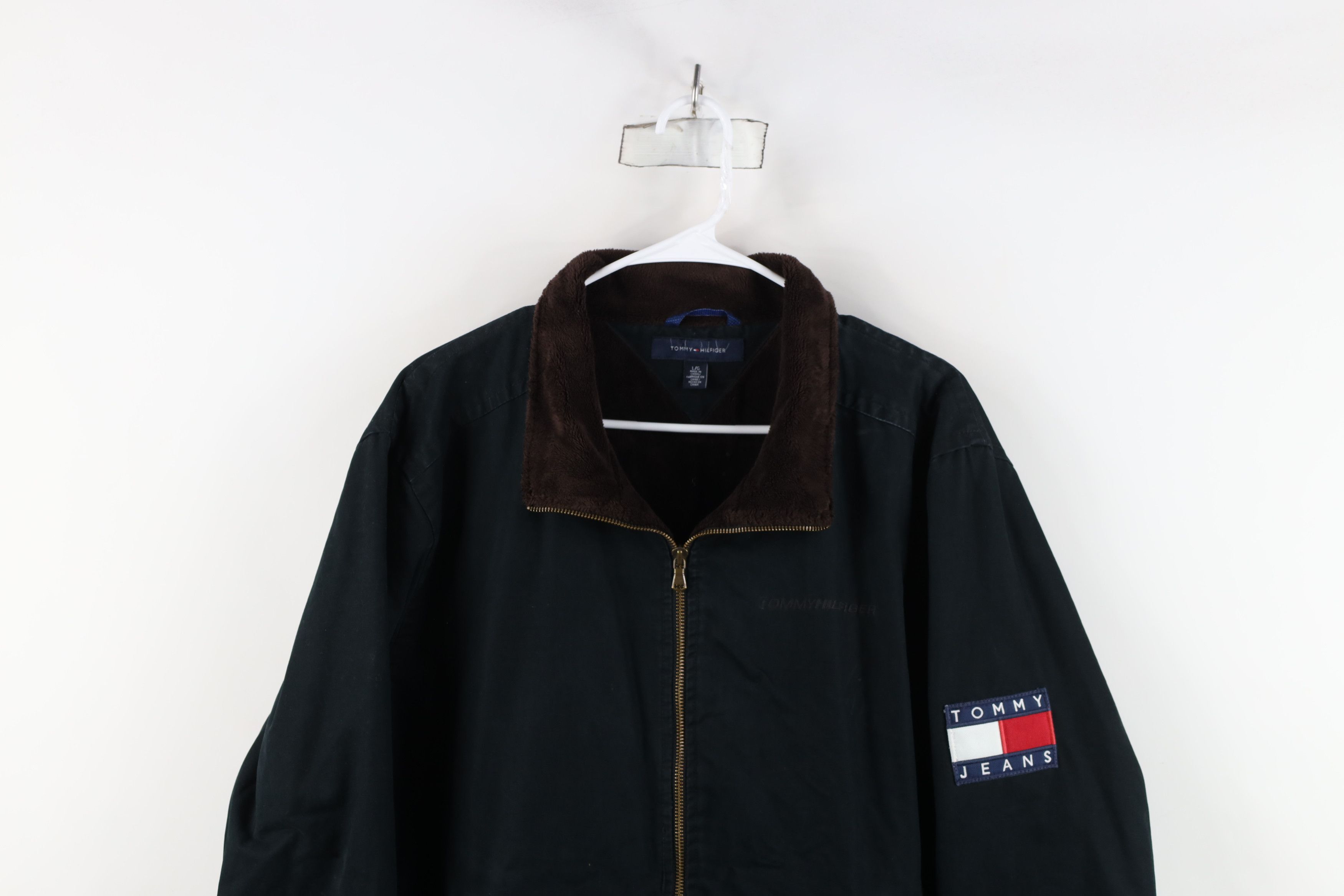 Tommy Hilfiger × Vintage Vintage Tommy Hilfiger Fleece Lined Canvas Jacket Black Size US L / EU 52-54 / 3 - 2 Thumbnail