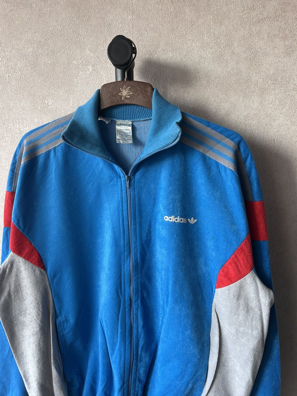 Adidas 80s Adidas Vertex Velour Zip Up Jacket Made in France Size US M / EU 48-50 / 2 - 2 Thumbnail