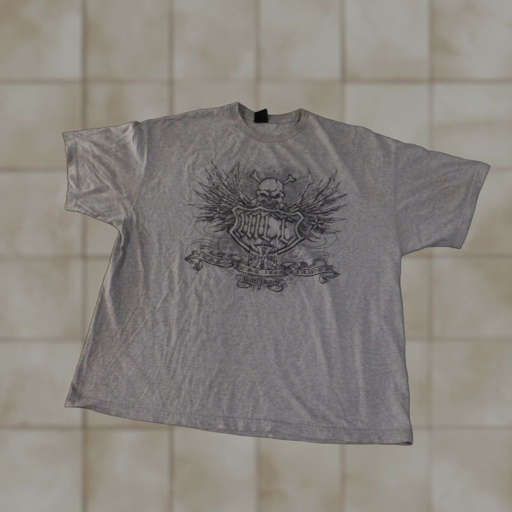 West Coast Choppers VINTAGE West Coast Choppers Shirt Mens 2XL Gray Skull Wings Long Beach Jesse James Tee Size US XXL / EU 58 / 5 - 1 Thumbnail