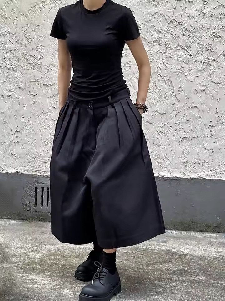 Other Casual Basic Wide Leg Baggy Black Shorts Size US 32 / EU 48 - 6 Thumbnail