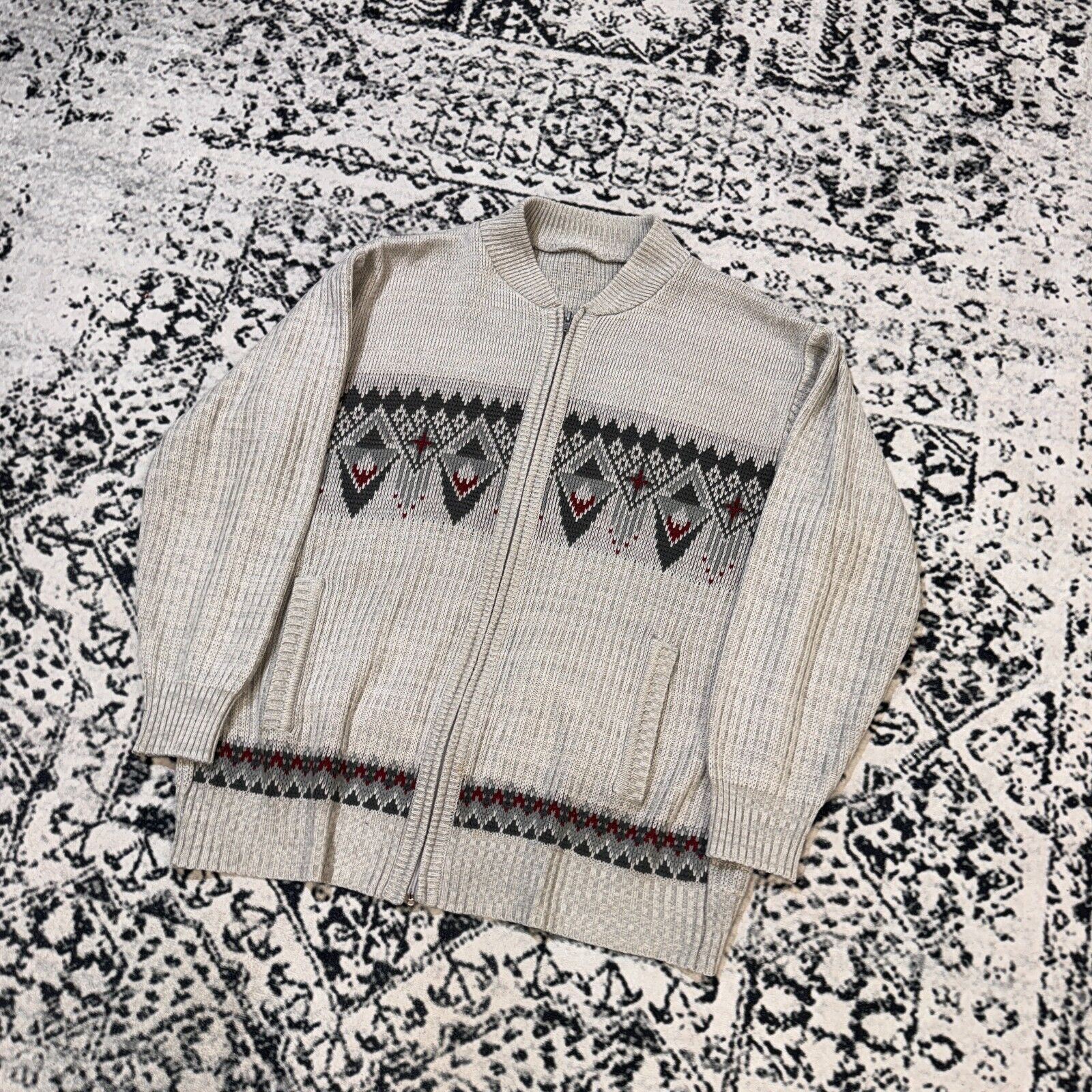 Vintage Vintage Unisex Gray Acrylic Sweater Size L Y2K 90s Geometric Size US L / EU 52-54 / 3 - 2 Thumbnail