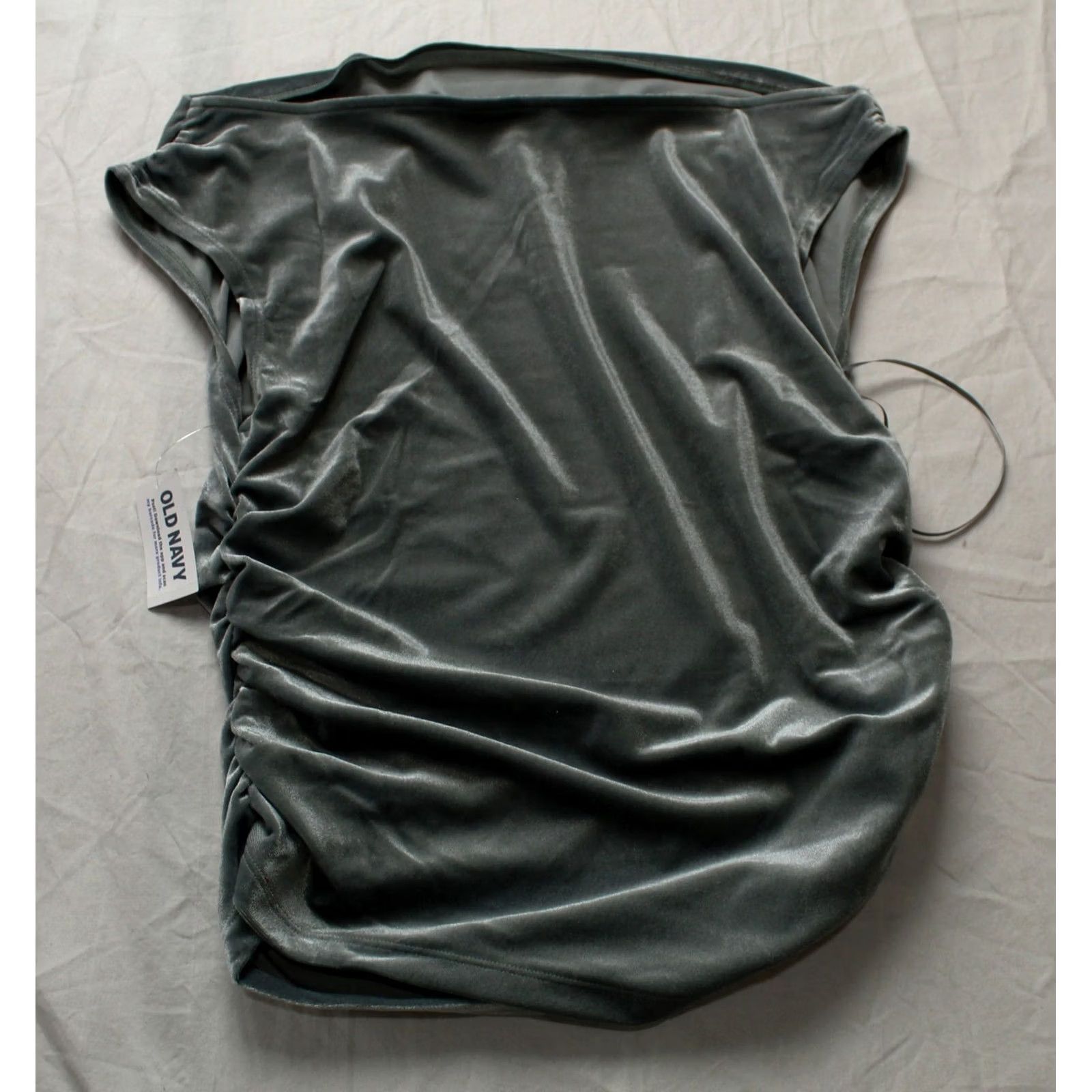 Old Navy Old Navy Women's Velvet Ruched Asymmetrical Top Underwater Medium NWT Size M / US 6-8 / IT 42-44 - 3 Thumbnail