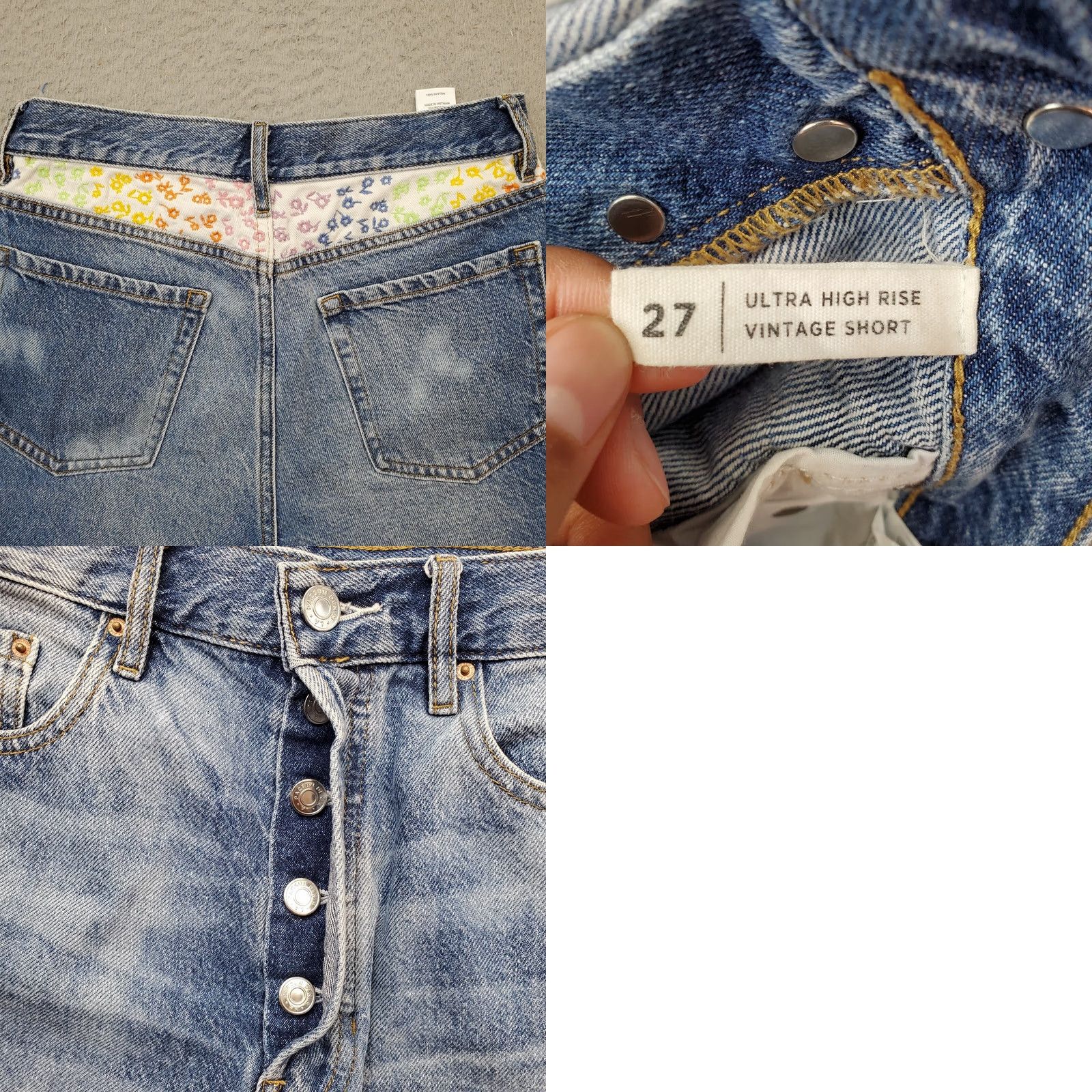 Pacsun VINTAGE PacSun Shorts Womens Size 27 Jean Denim Multi Button Fly Raw Hem Shorts Size 27" / US 4 / IT 40 - 8 Thumbnail